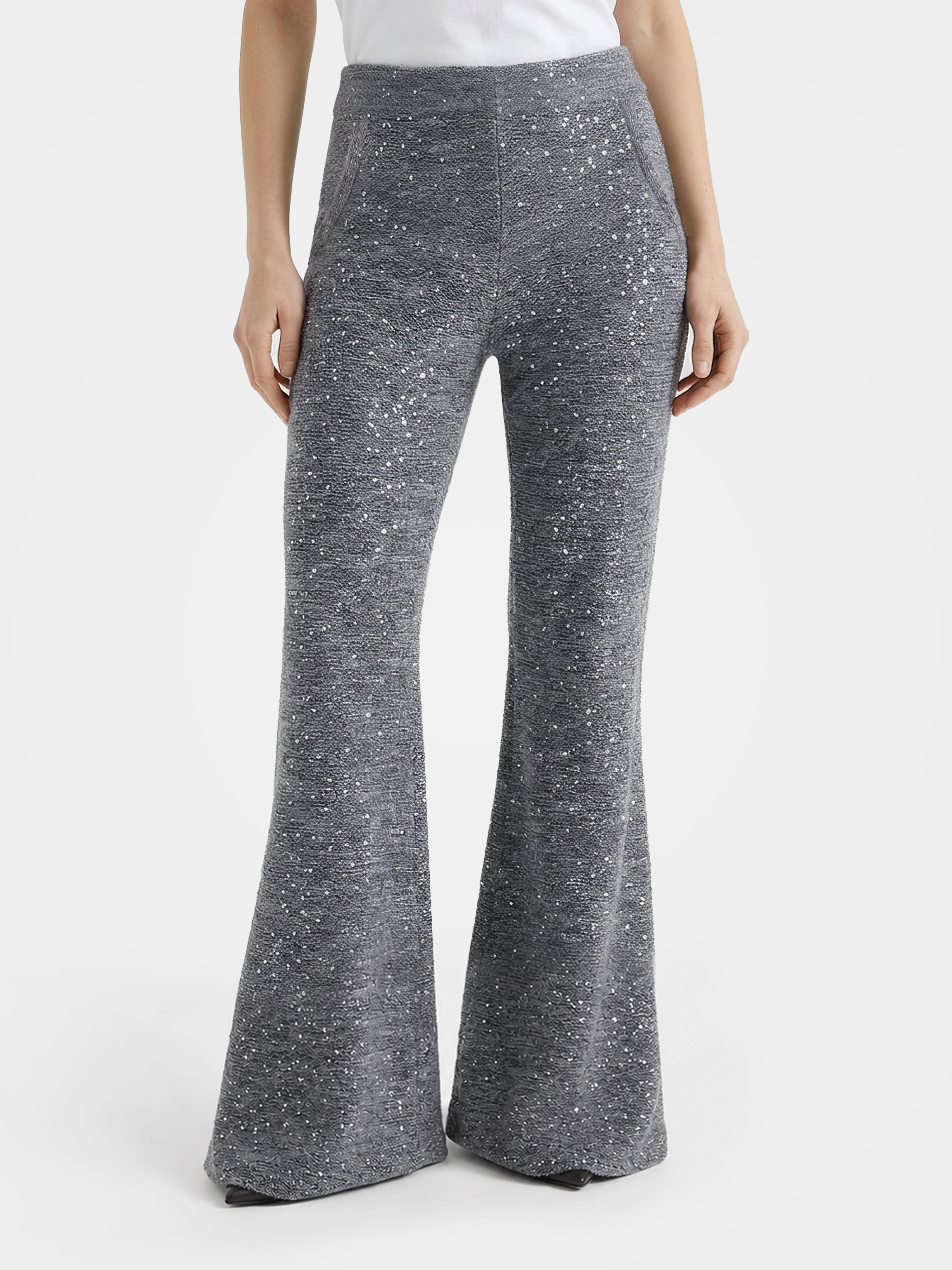 Sparkly Sequin Flare Leggings | High Rise Bell Bottom Pants
