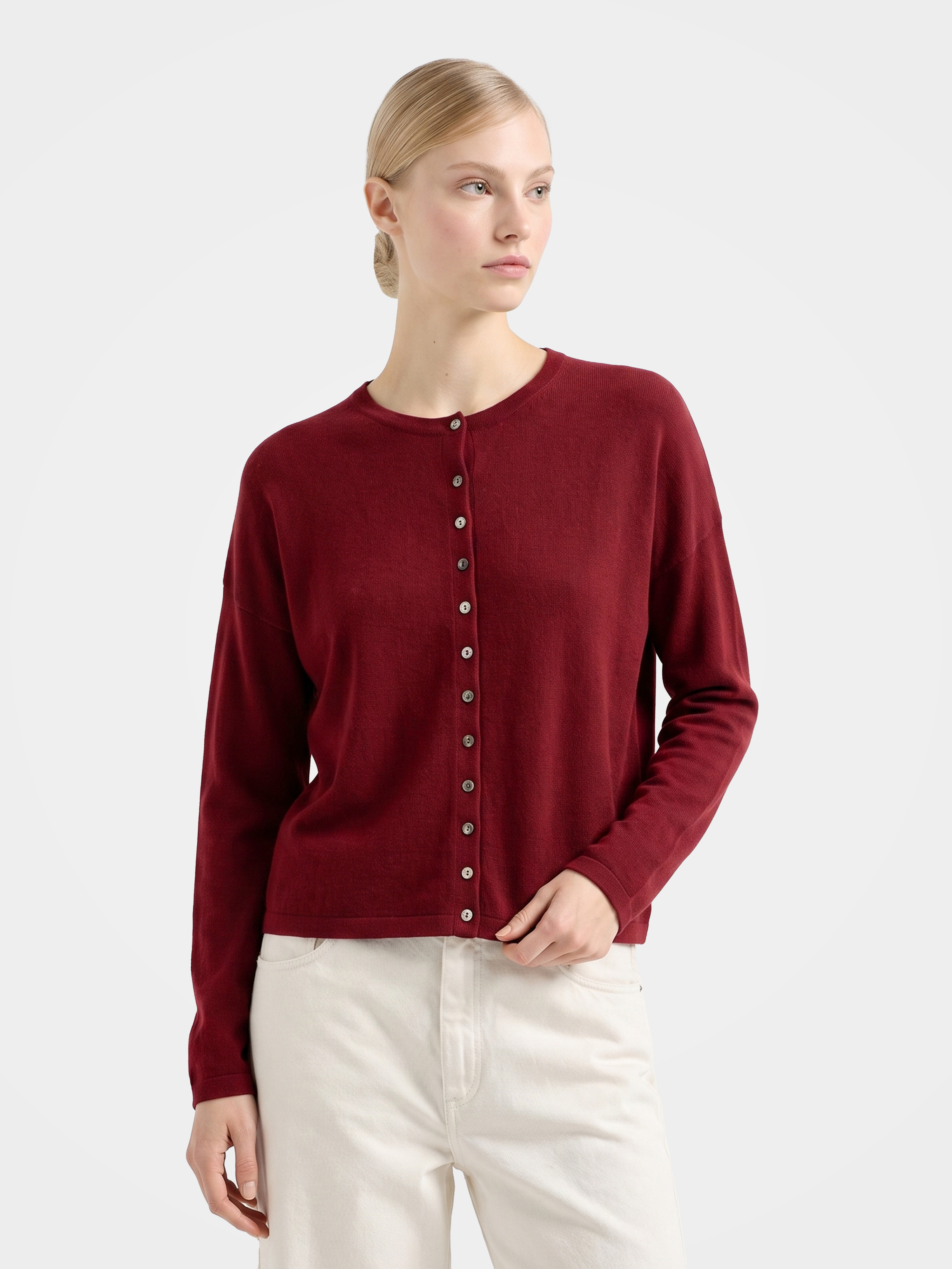 Soft 100% Mongolia Cashmere Crew Neck Cardigan