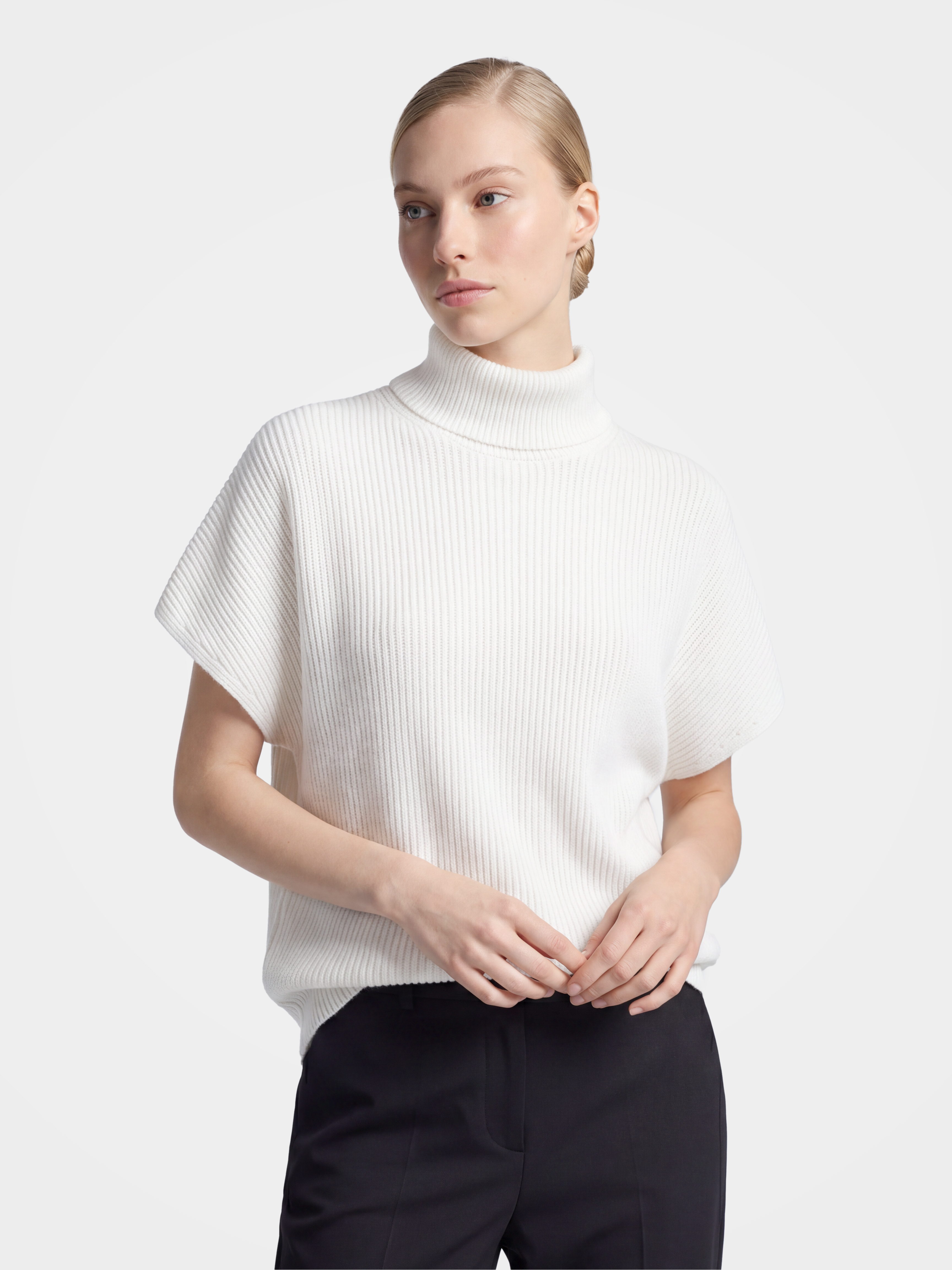 Pre-Order |Cotton Turtleneck Sweater Soft Short Sleeve Knit (10-14 Business Days)