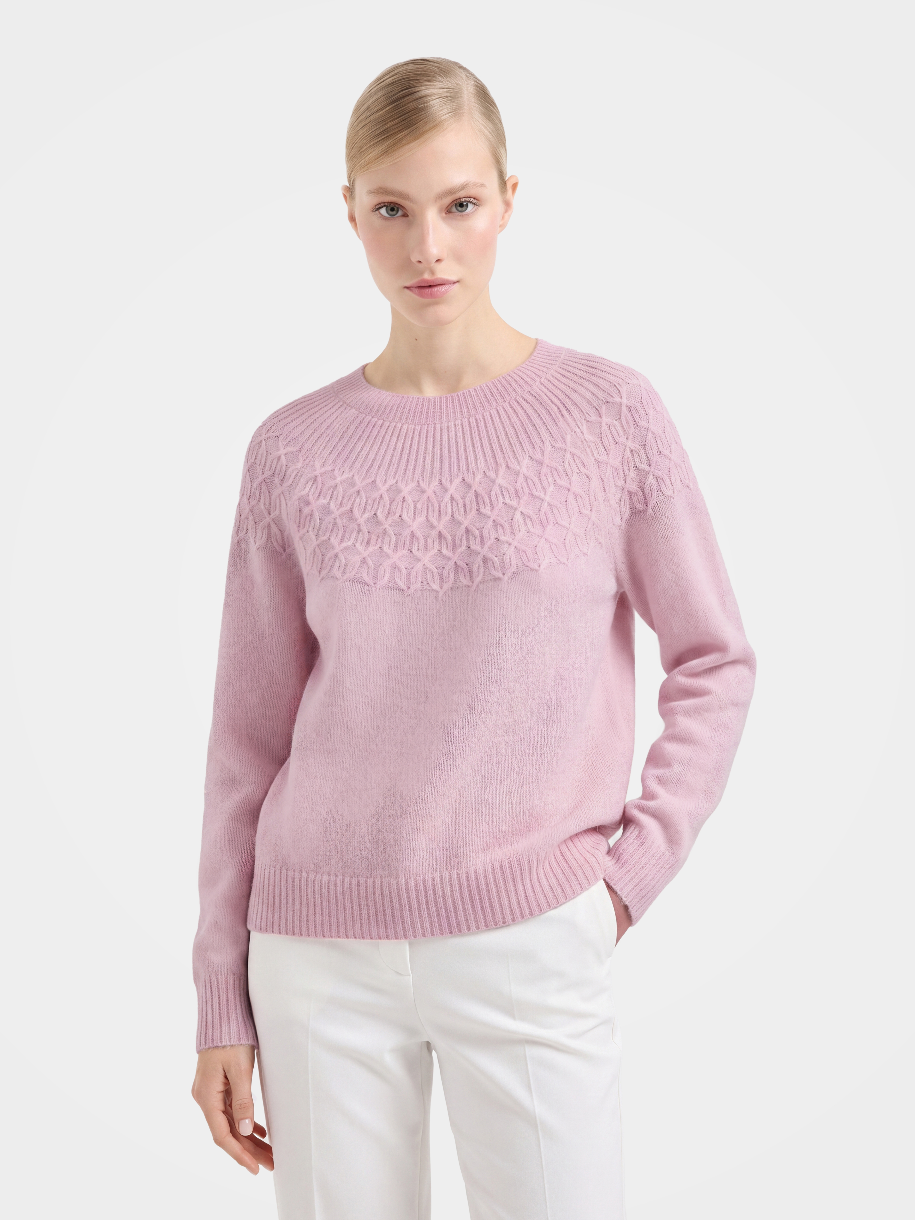 Pre-Order | Wool Crew Neck Sweater Soft Diamond Knit Sweater (10-14 Business Days)