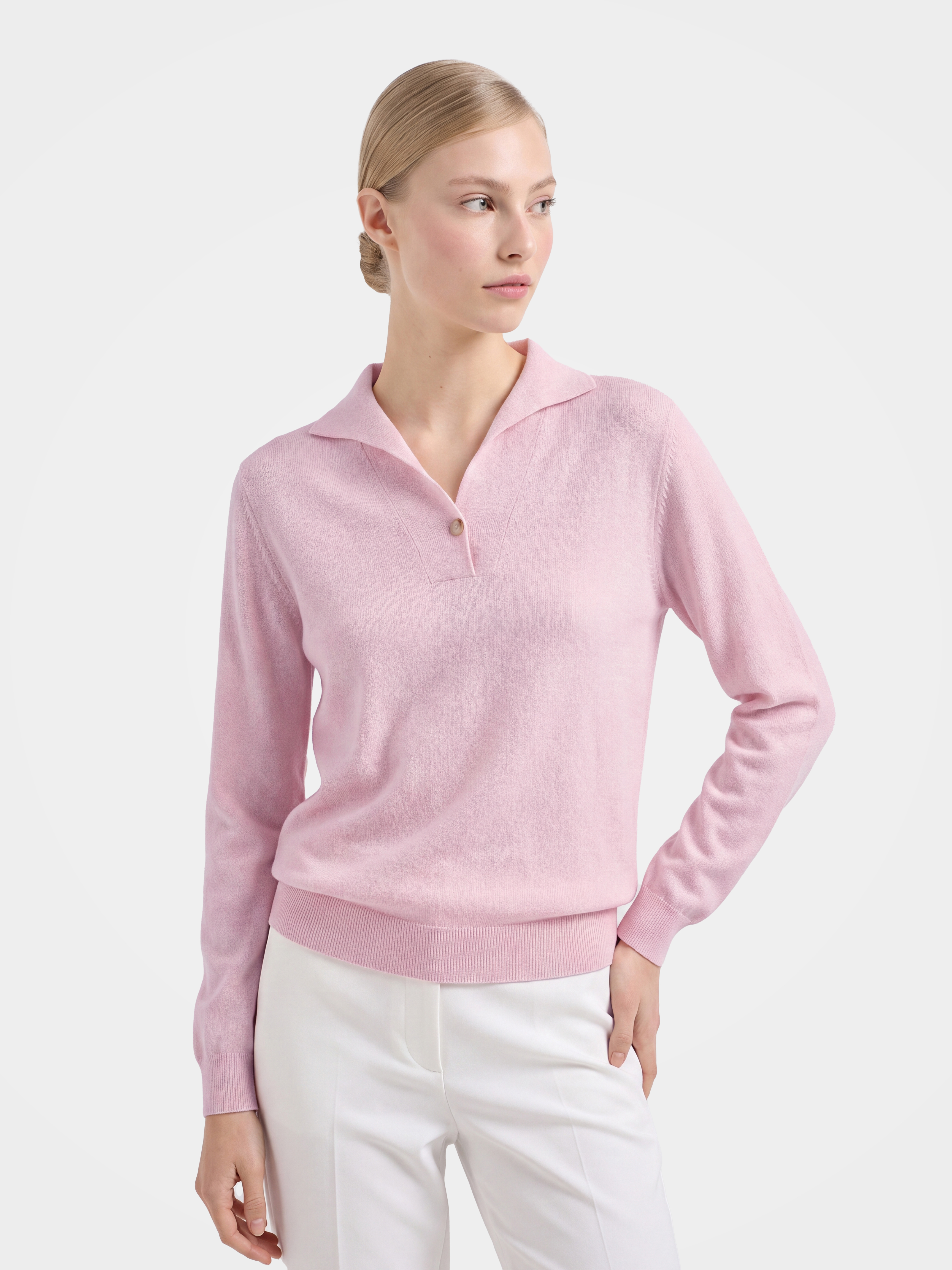 Pre-Order | 100% Cashmere Polo Sweater Soft Knit Pullover