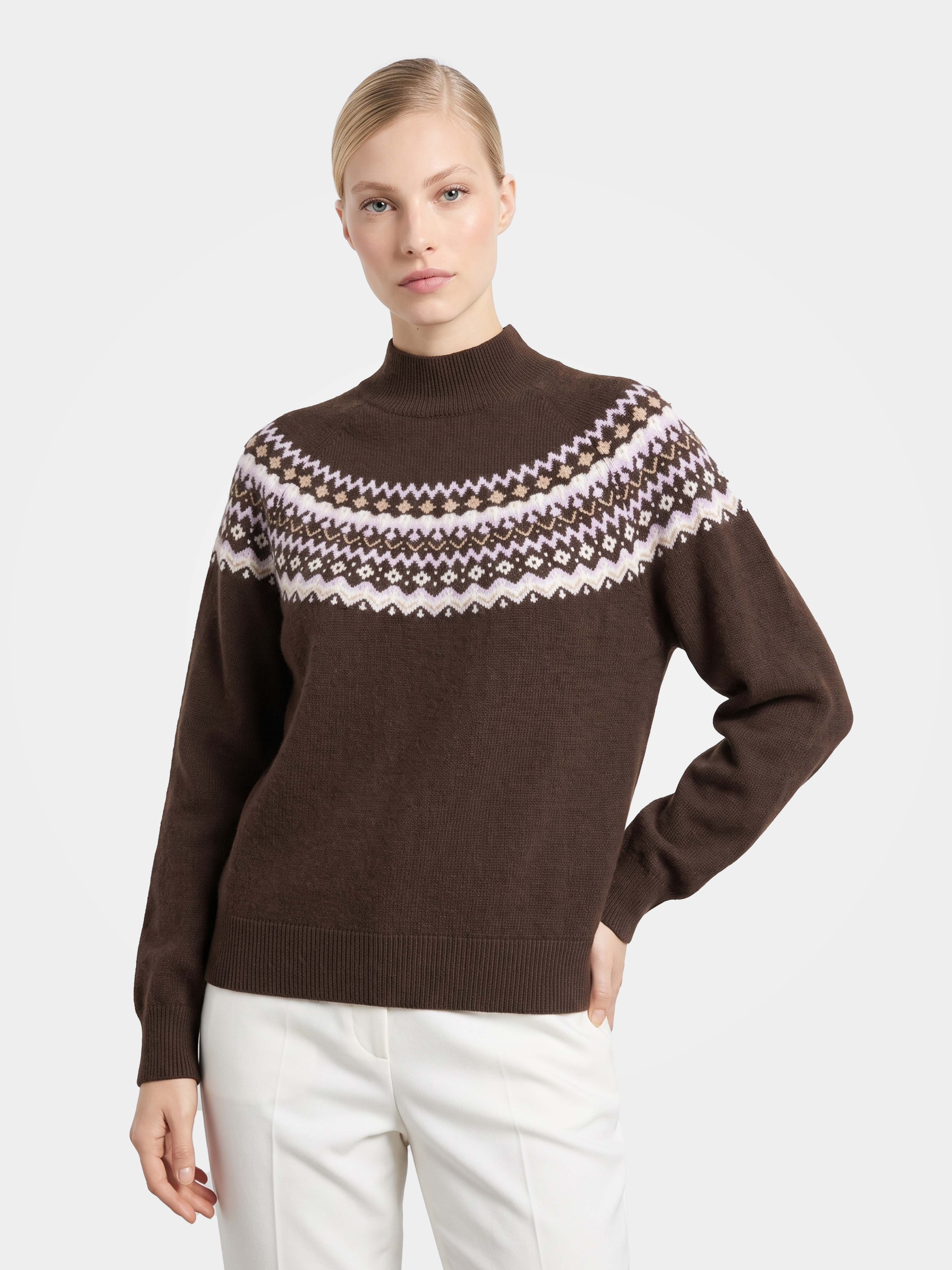 Wool Mock Neck Sweater | Soft Diamond Knit Pullover
