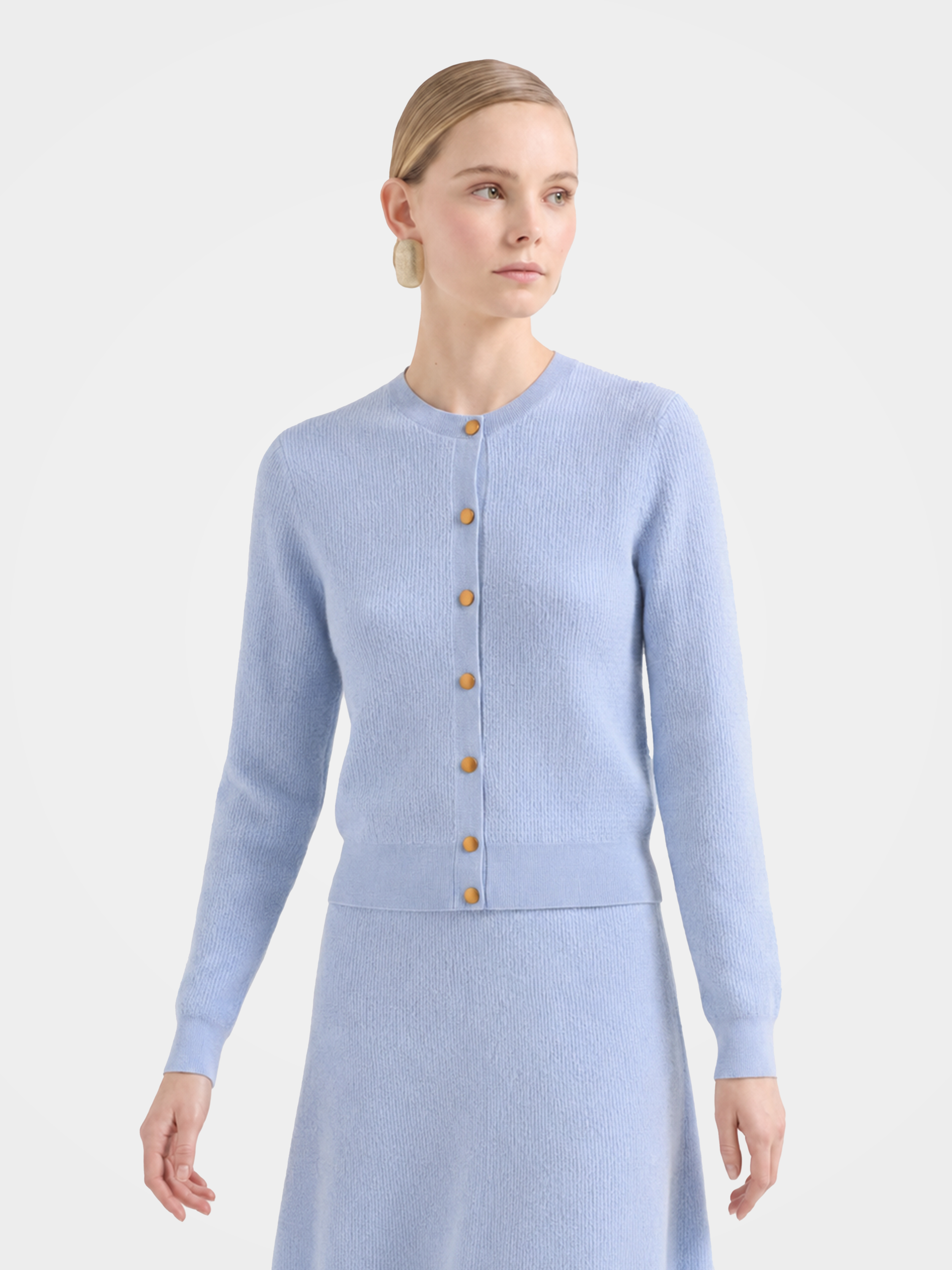 Pre-Order | Cashmere Crew Neck Cardigan Sweater Plain Knitwear (10-14 Business Days)