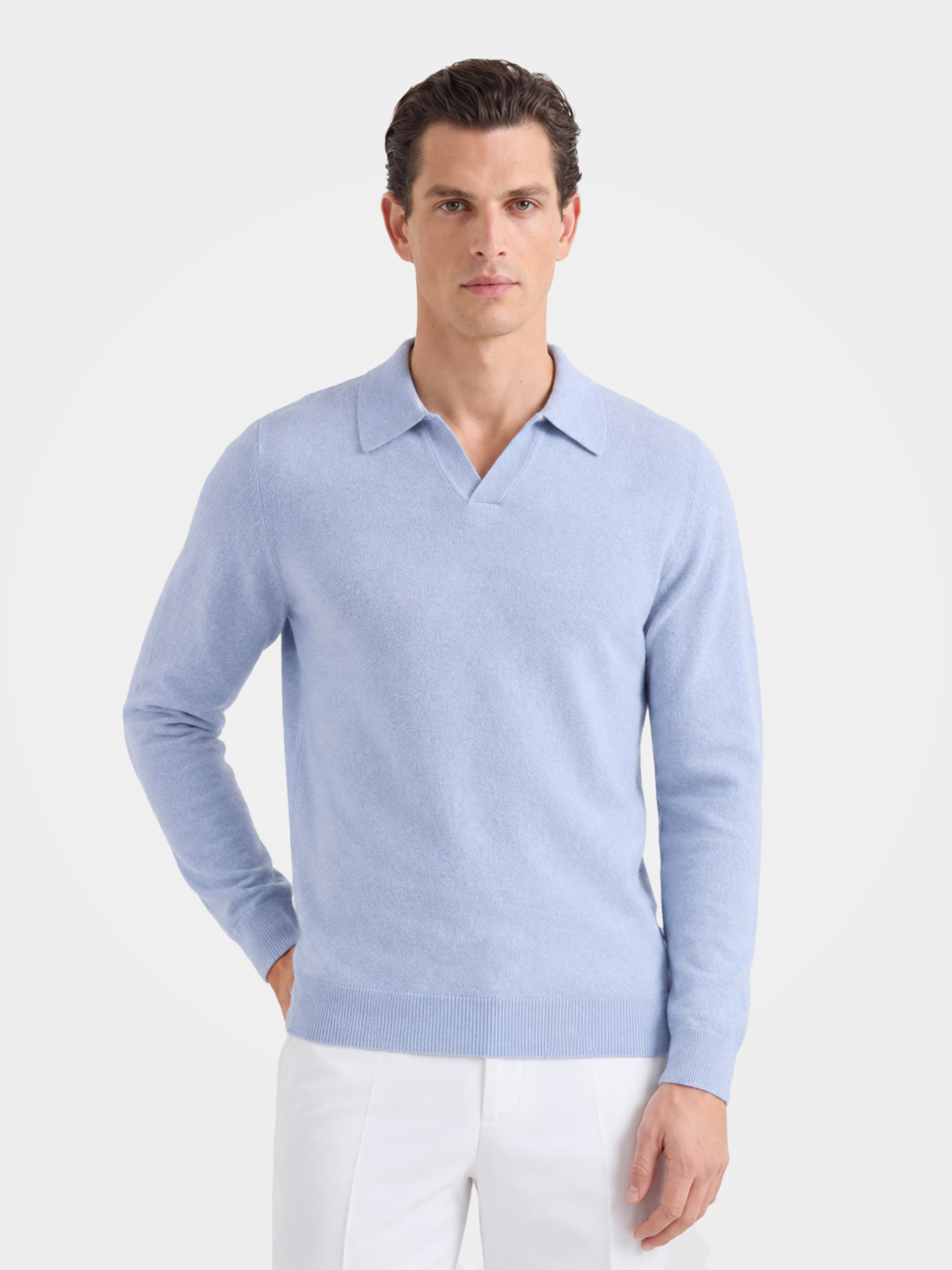 Men’s 100% Organic Cashmere Sweater Polo  Shirt Pullover