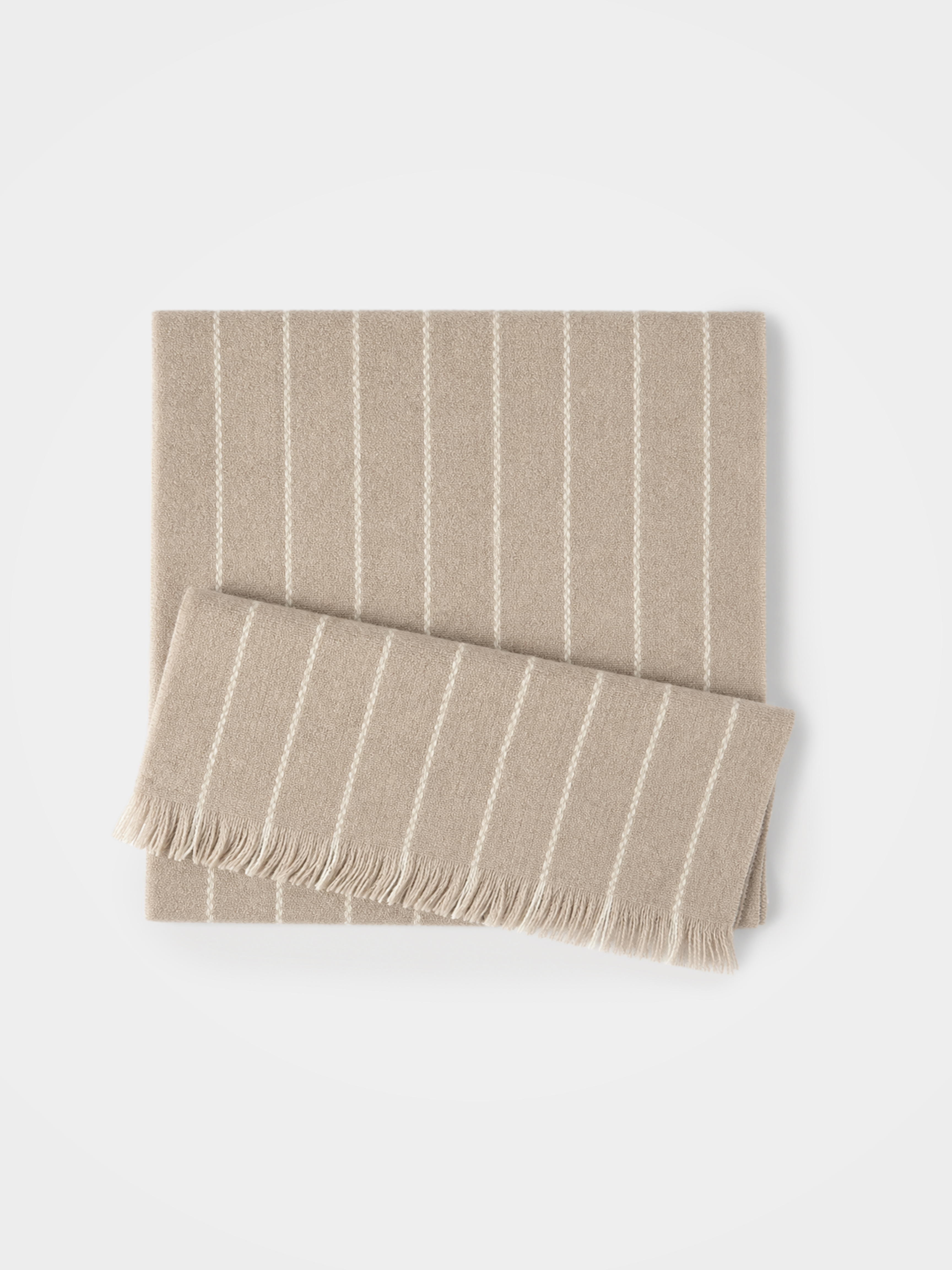 100% Cashmere Luxury Pinstripe Fringed Soft Scarf