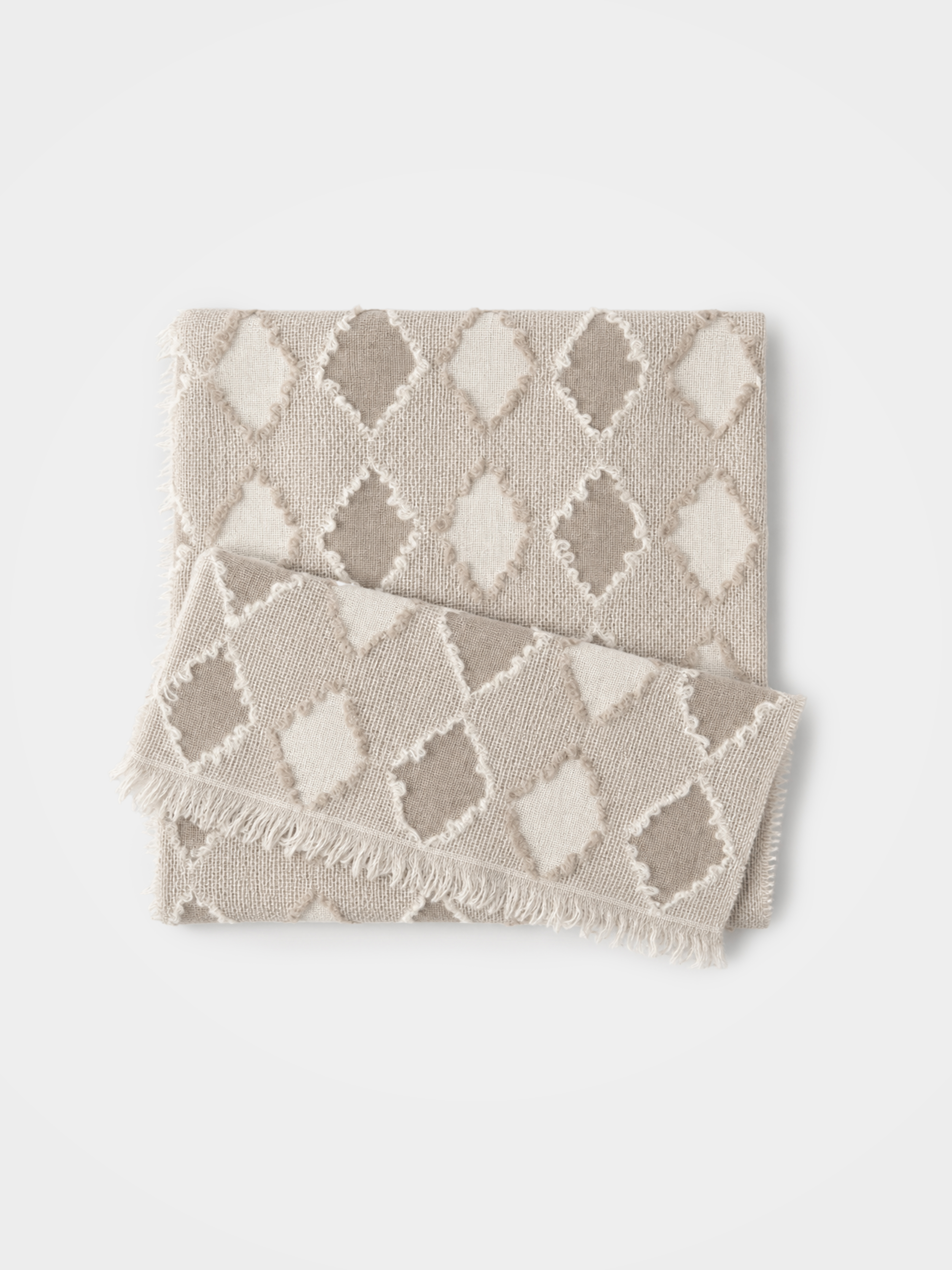 100% Cashmere Textured Argyle Fringed Timeless Scarf