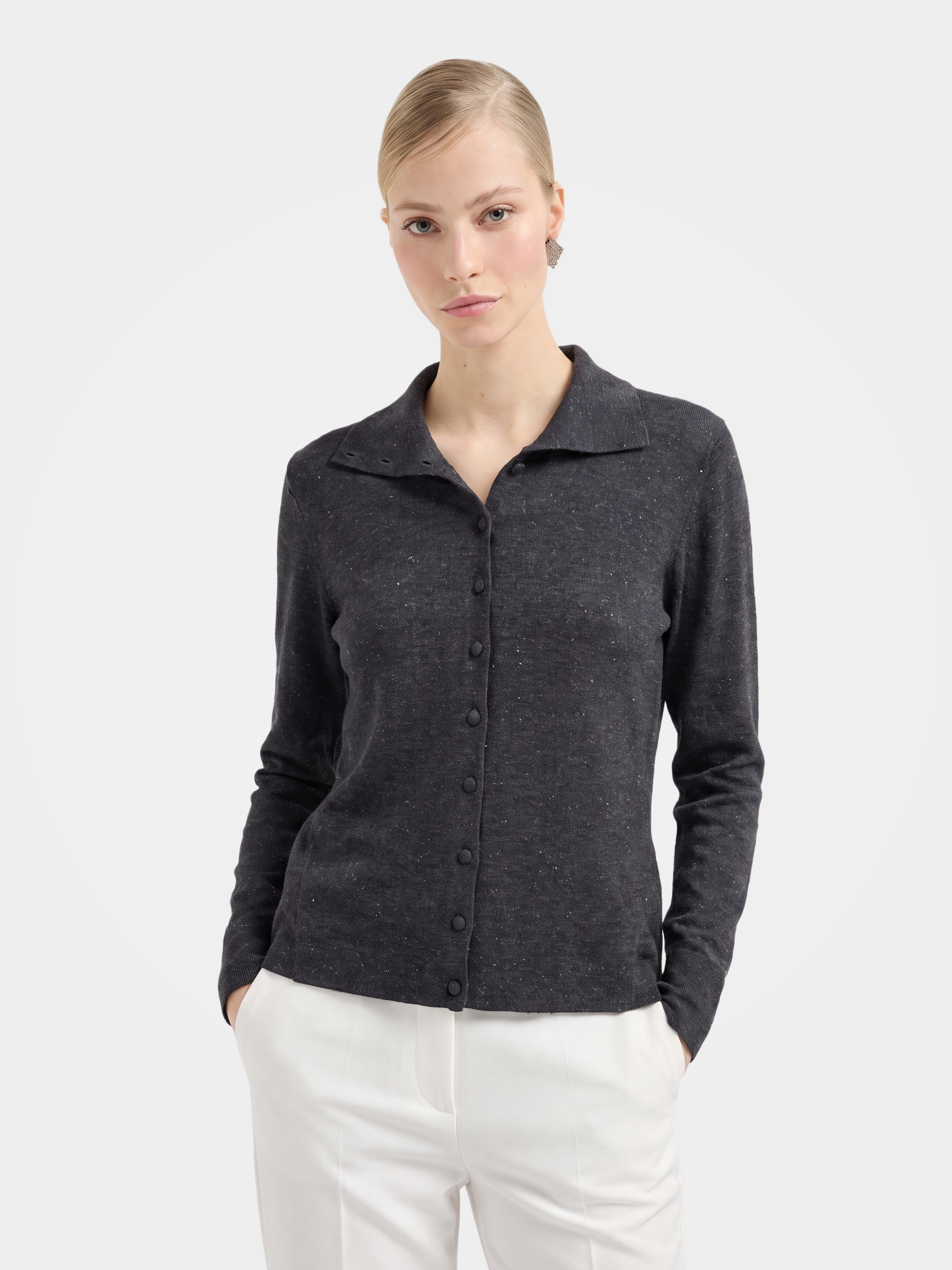 Wool Collared Sweater Soft Knit Cardigan Sweaters 