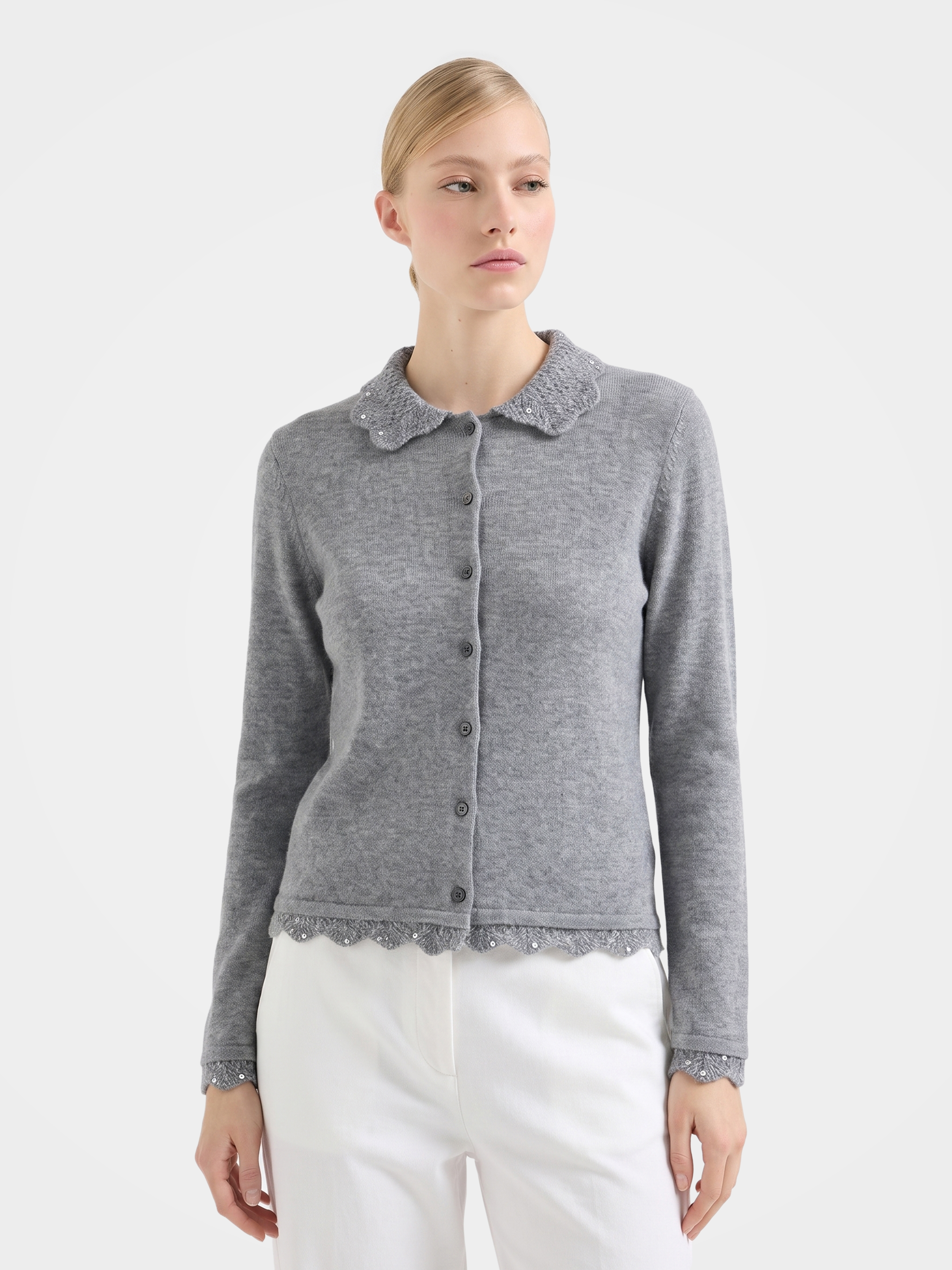 100% Cashmere Collared Knit Cardigan | Soft Luxury Sweater for Women