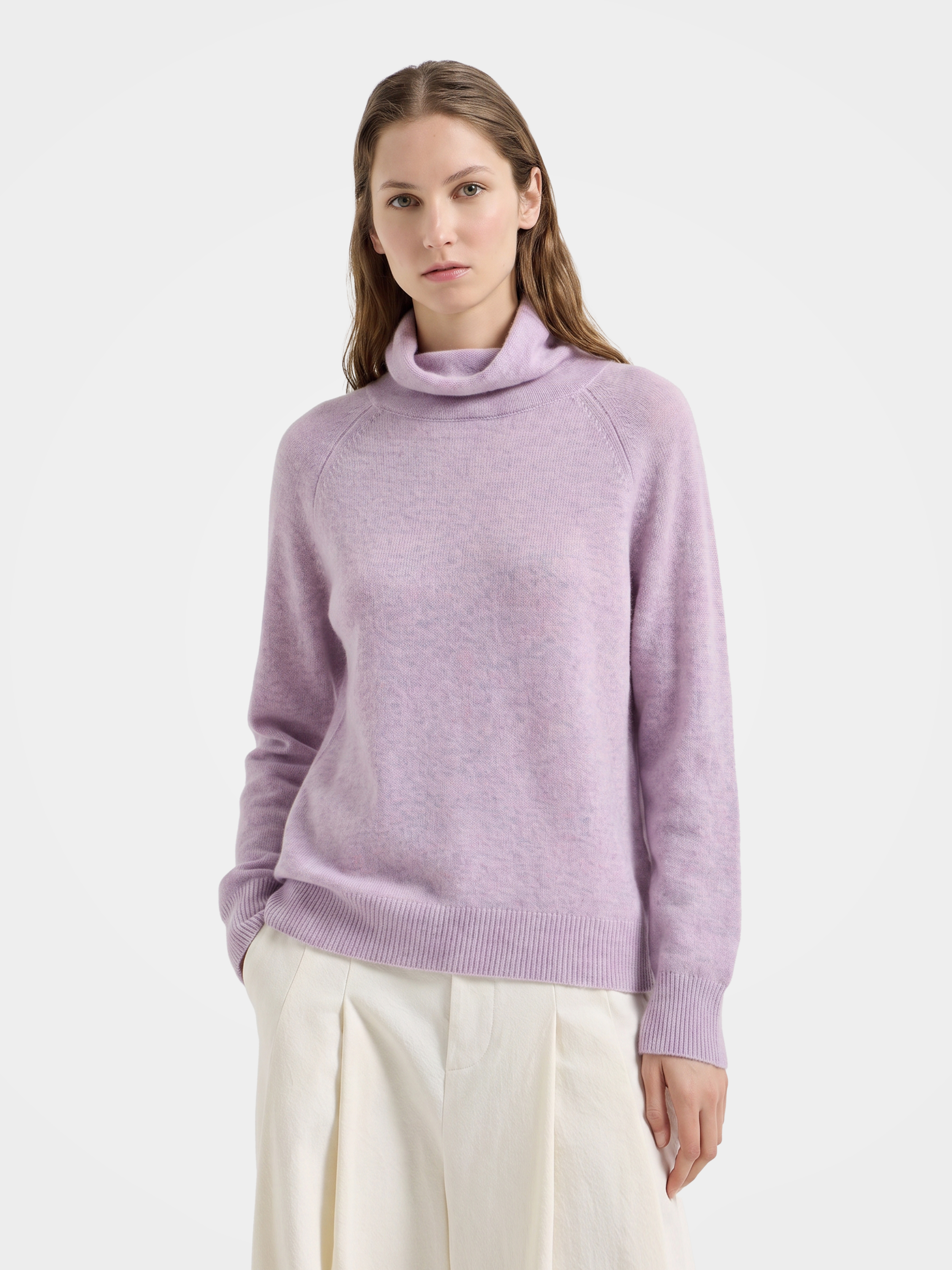 Soft Cashmere Silk Blend Turtleneck Sweater Long Sleeve Knit Pullover