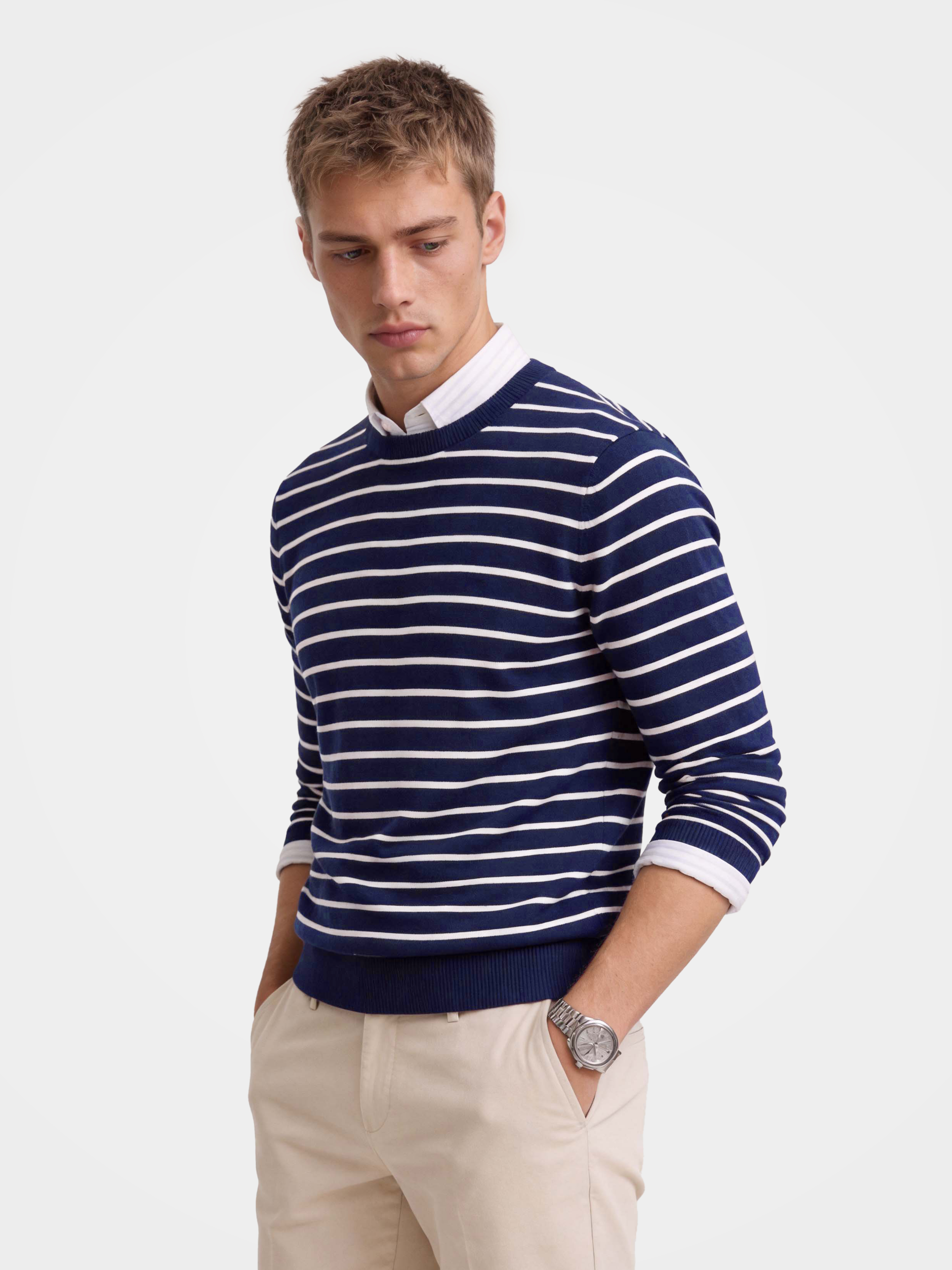 Men’s 100% Cashmere Crew Neck Flag Embroidery Jumper 