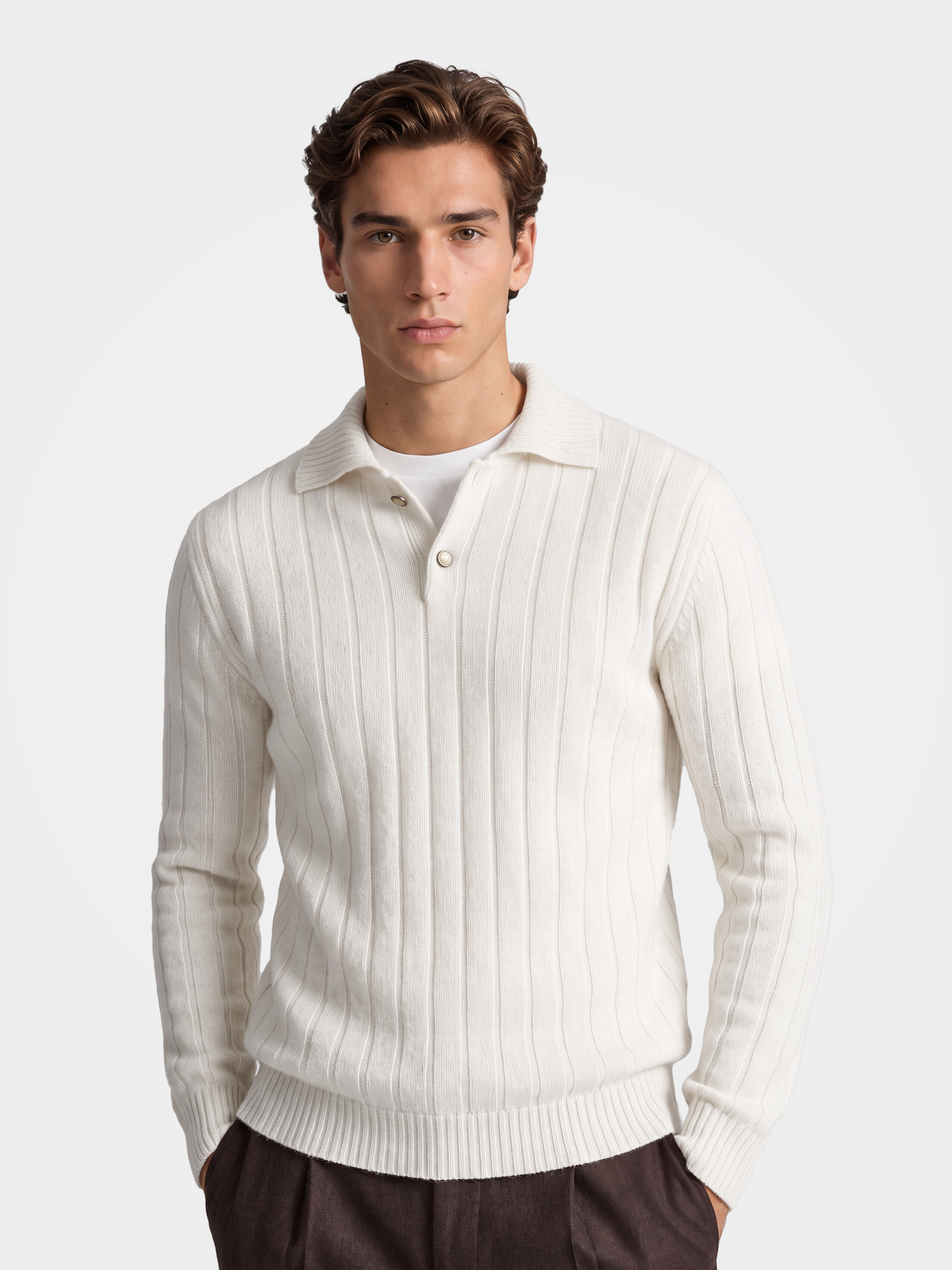 Men’s 100% Cashmere Collared Luxury Sweater