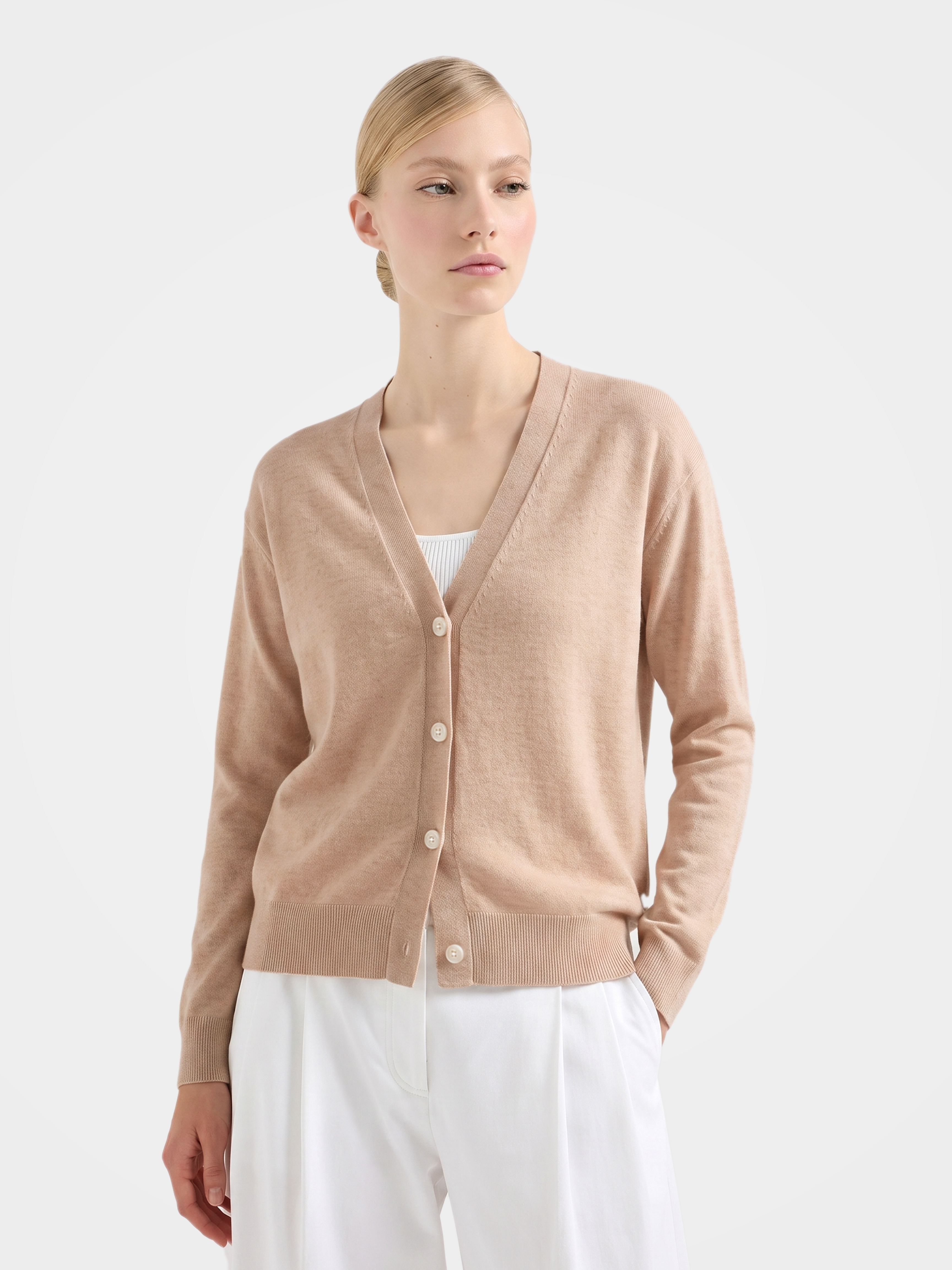 100% Mongolian Cashmere V-Neck Button Front Cardigan