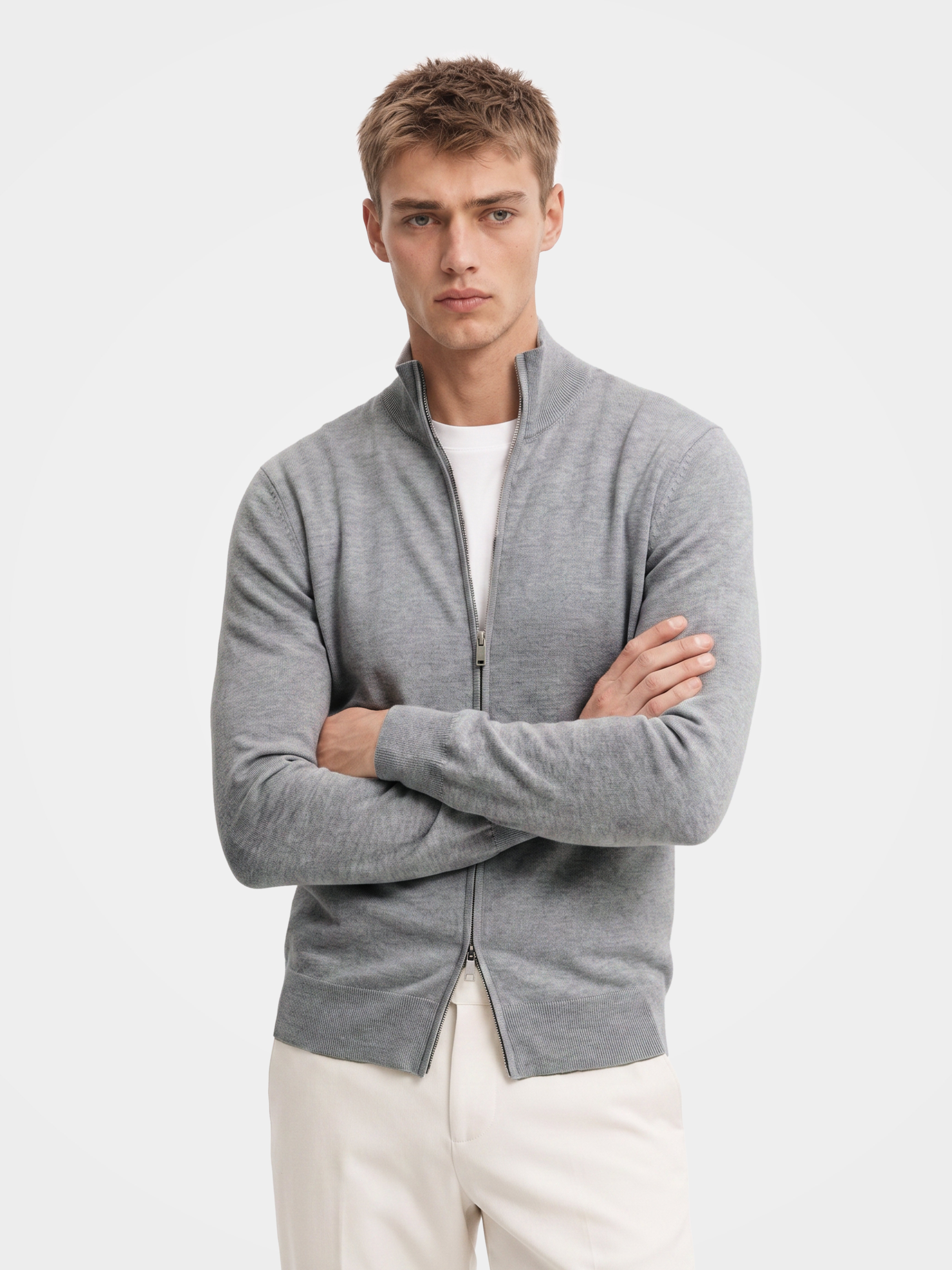 Pre-Order |Men's 100% Cashmere Mock Neck Full-Zip Cardigan (10-14 Business Days)