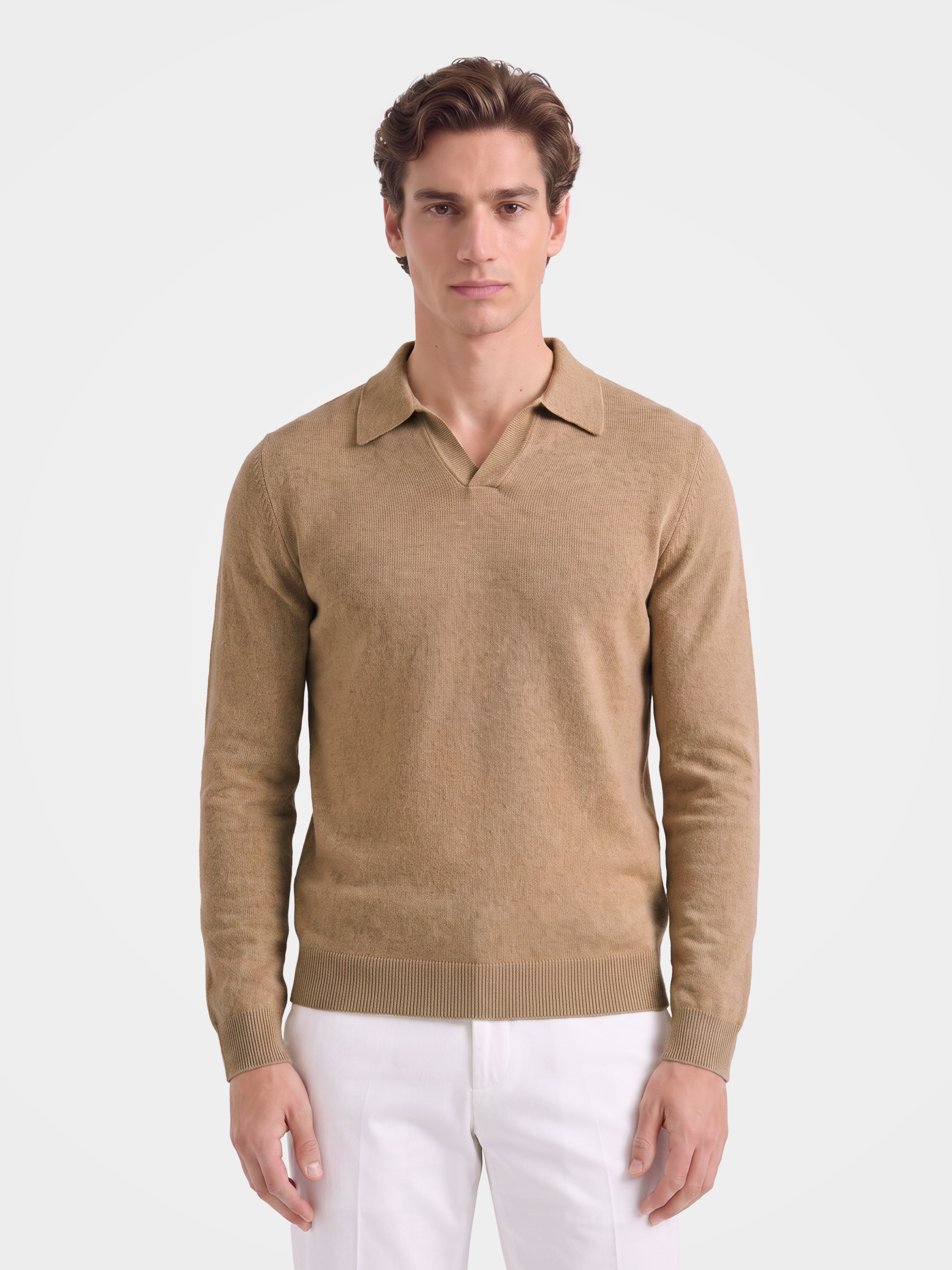 Pre-Order | Men's 100% Cashmere Collared Knit Sweater Classic Ribbed Pullover (10-14 Business Days)