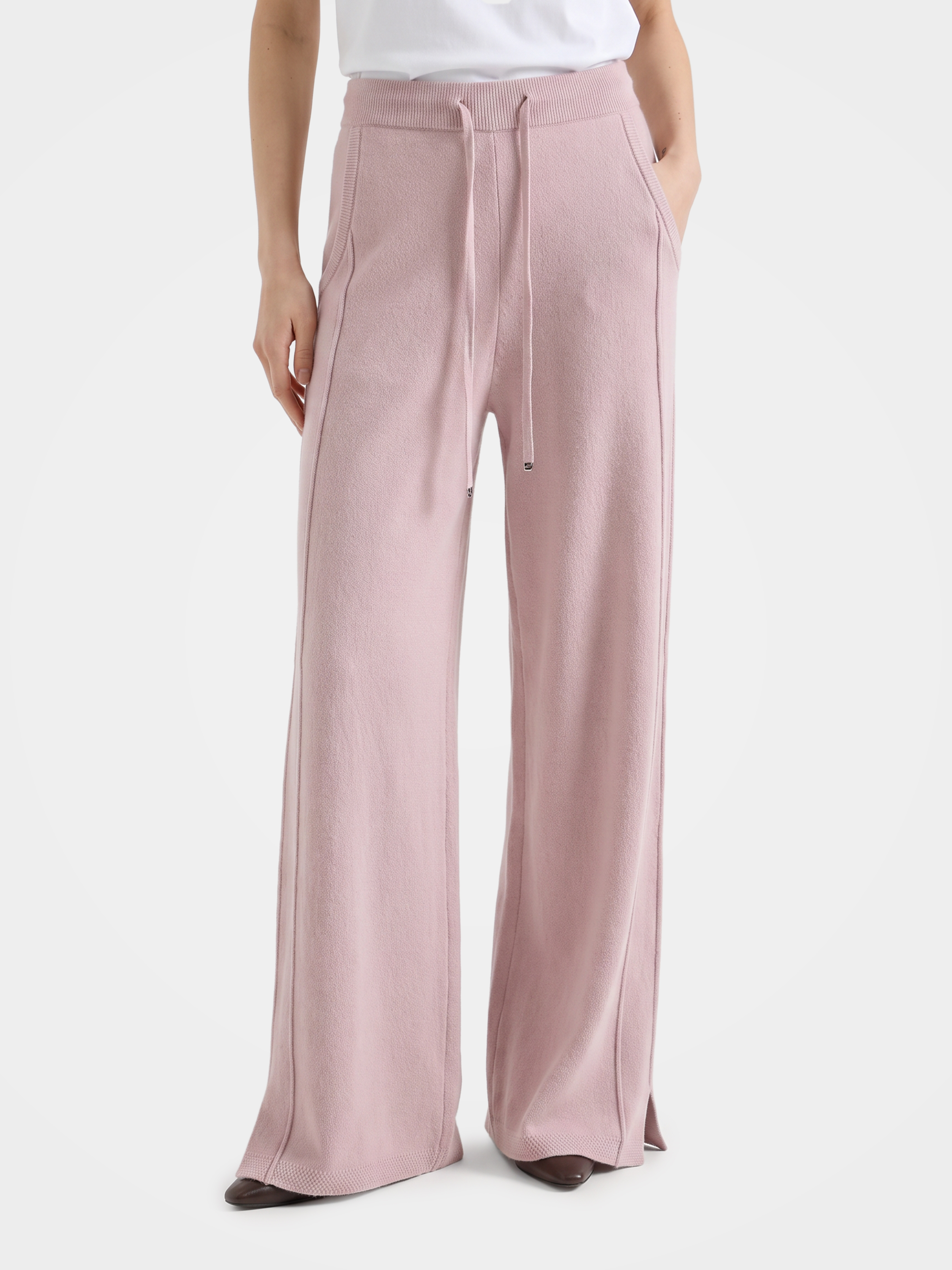100% Cashmere Straight Leg Drawstring Pants