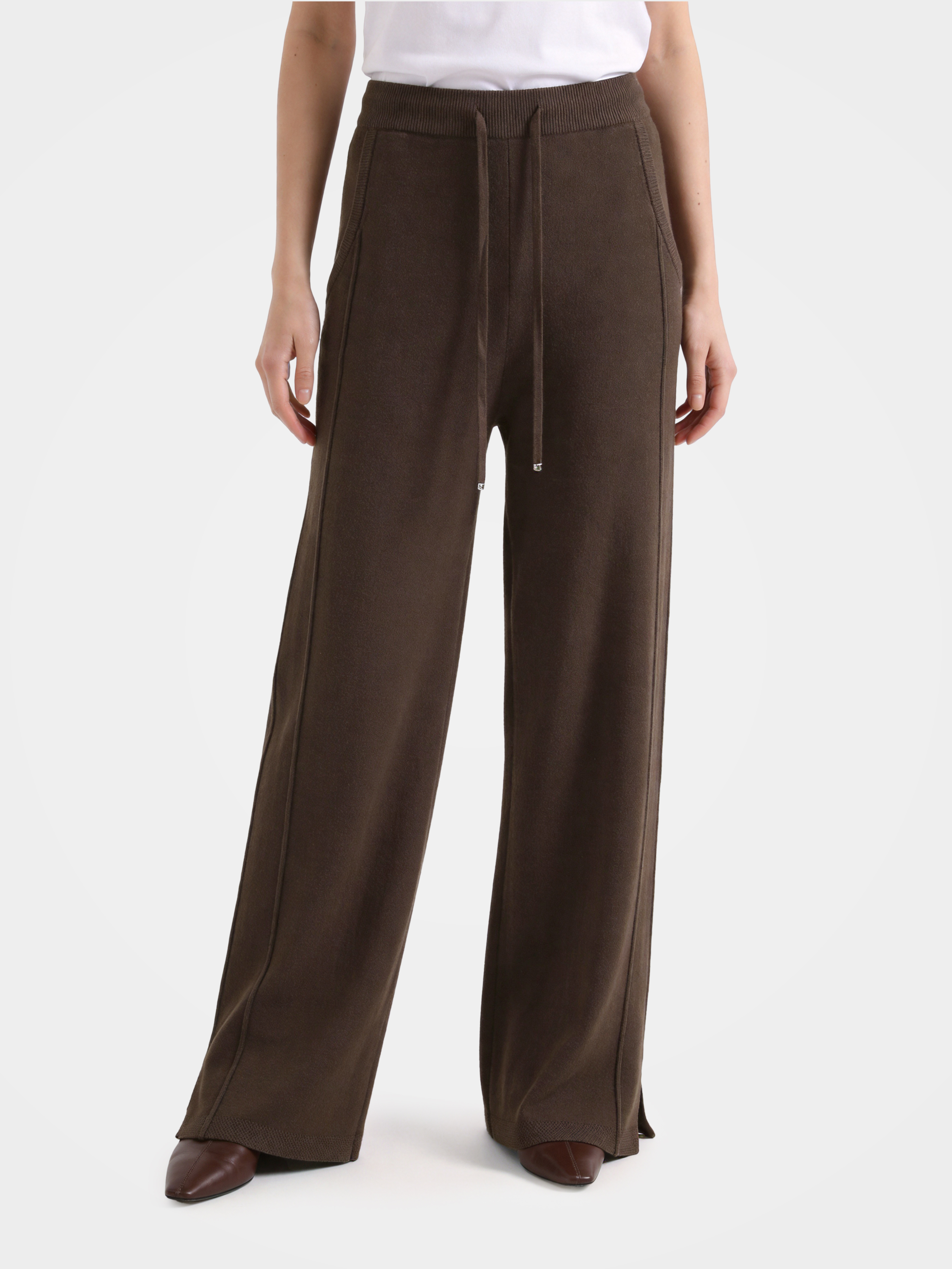 100% Cashmere Straight Leg Drawstring Pants