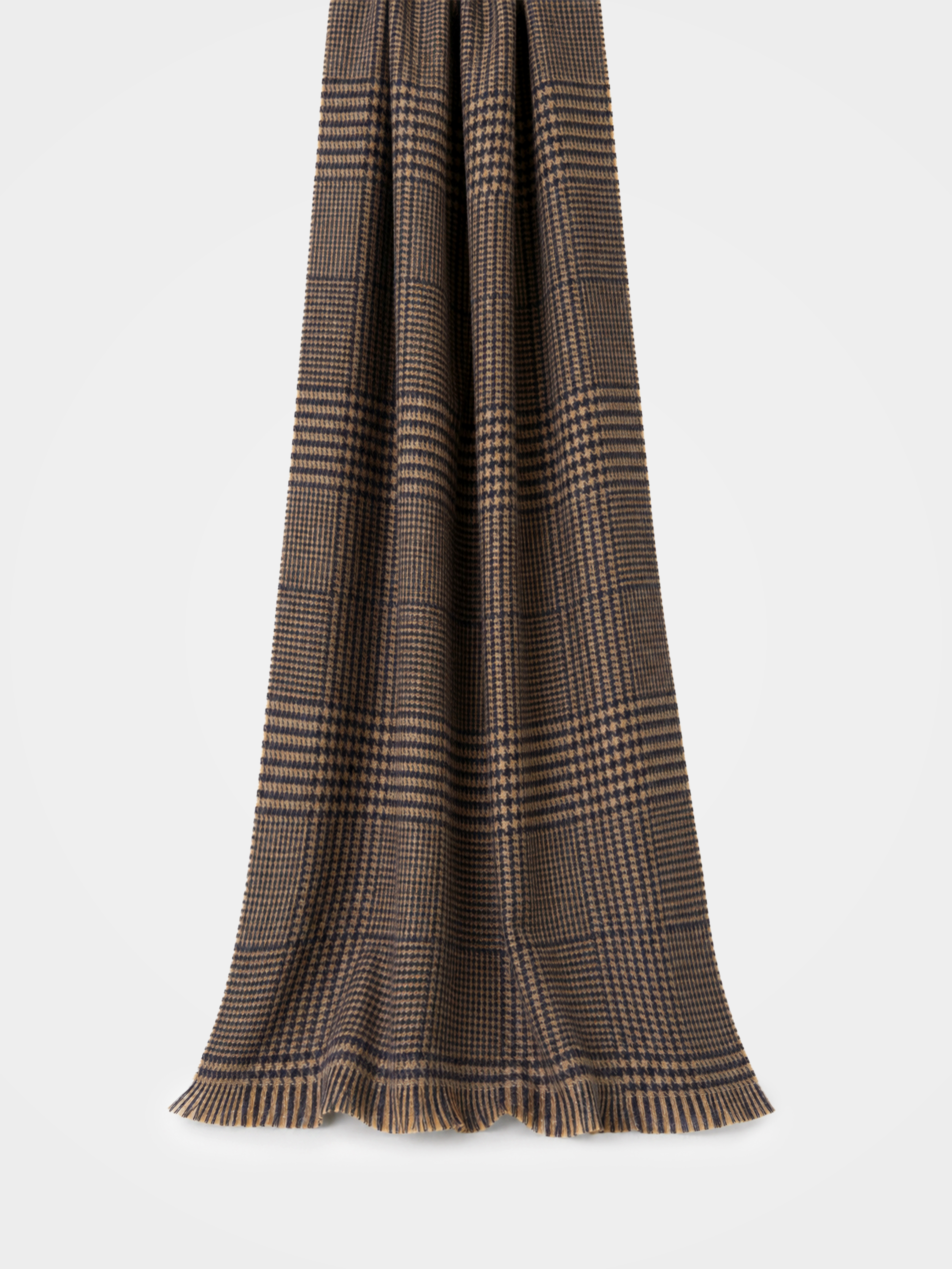 100% Cashmere Classic Plaid Fringe Long Scarf