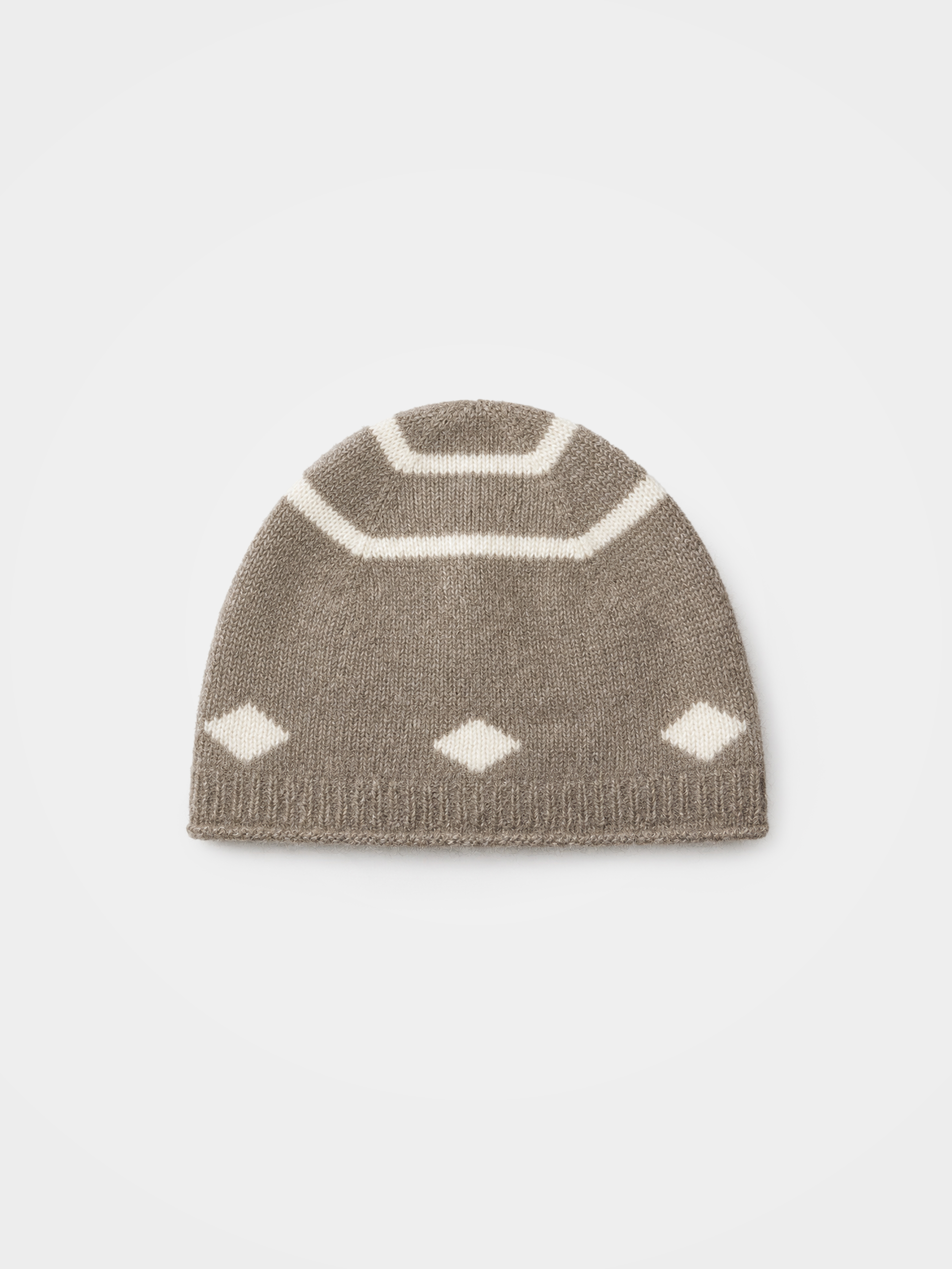 100% Cashmere Geometric Pattern Knit Beanie