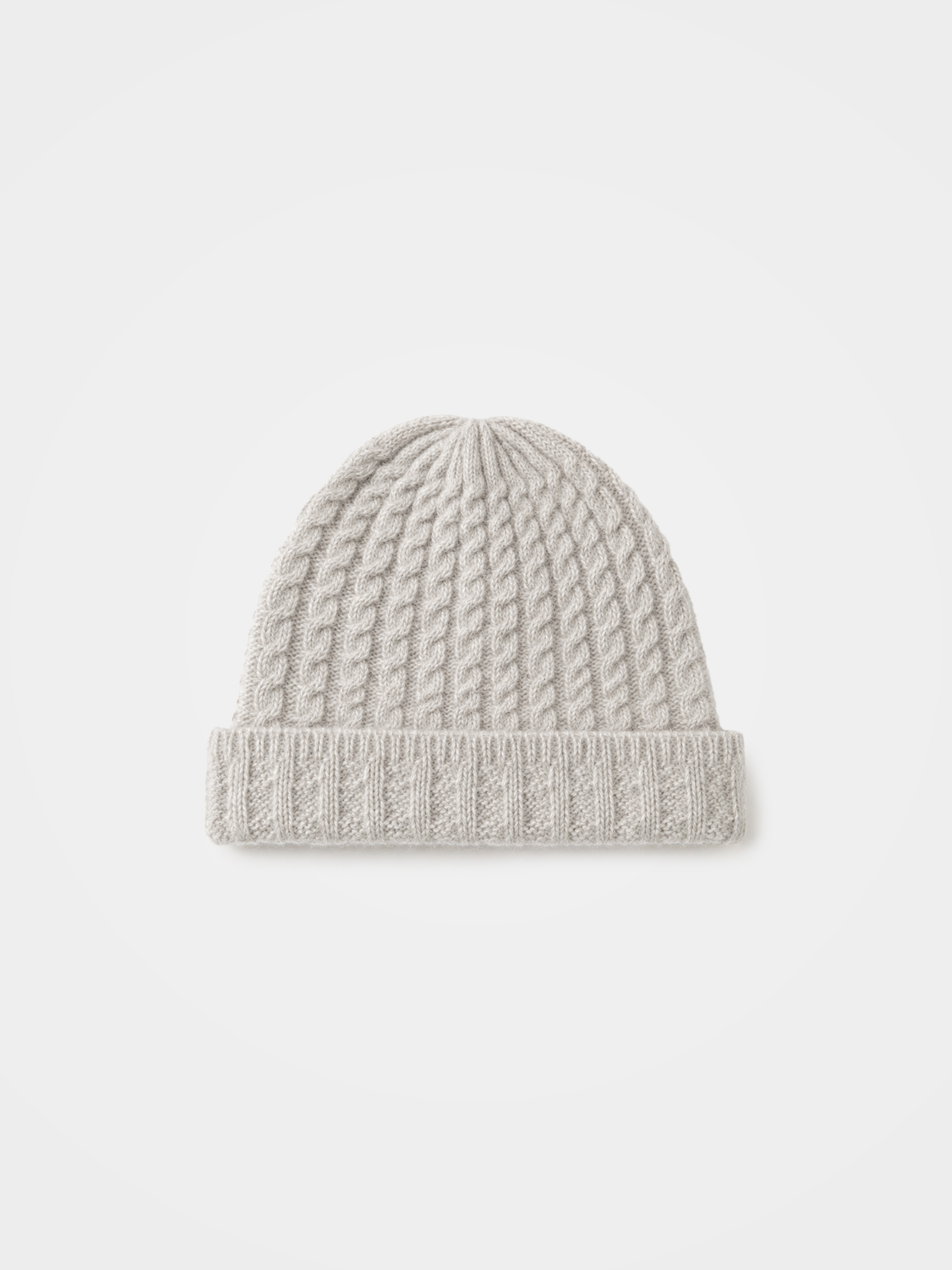 100% Cashmere Cable Knit Beanie for Women - Soft Warm Ribbed Cuff Winter Hat