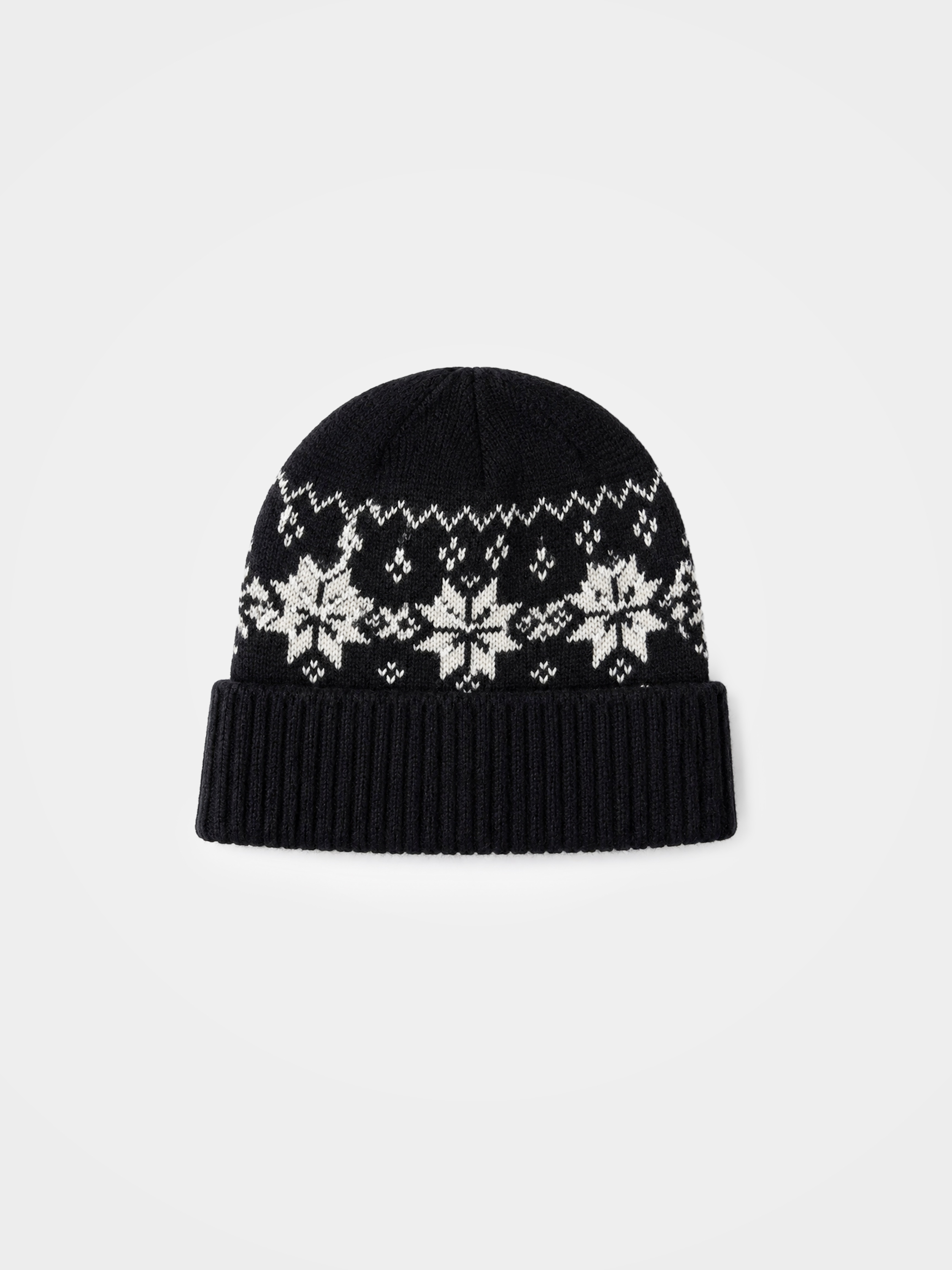 100% Cashmere Snowflake Fair Isle Knit Beanie