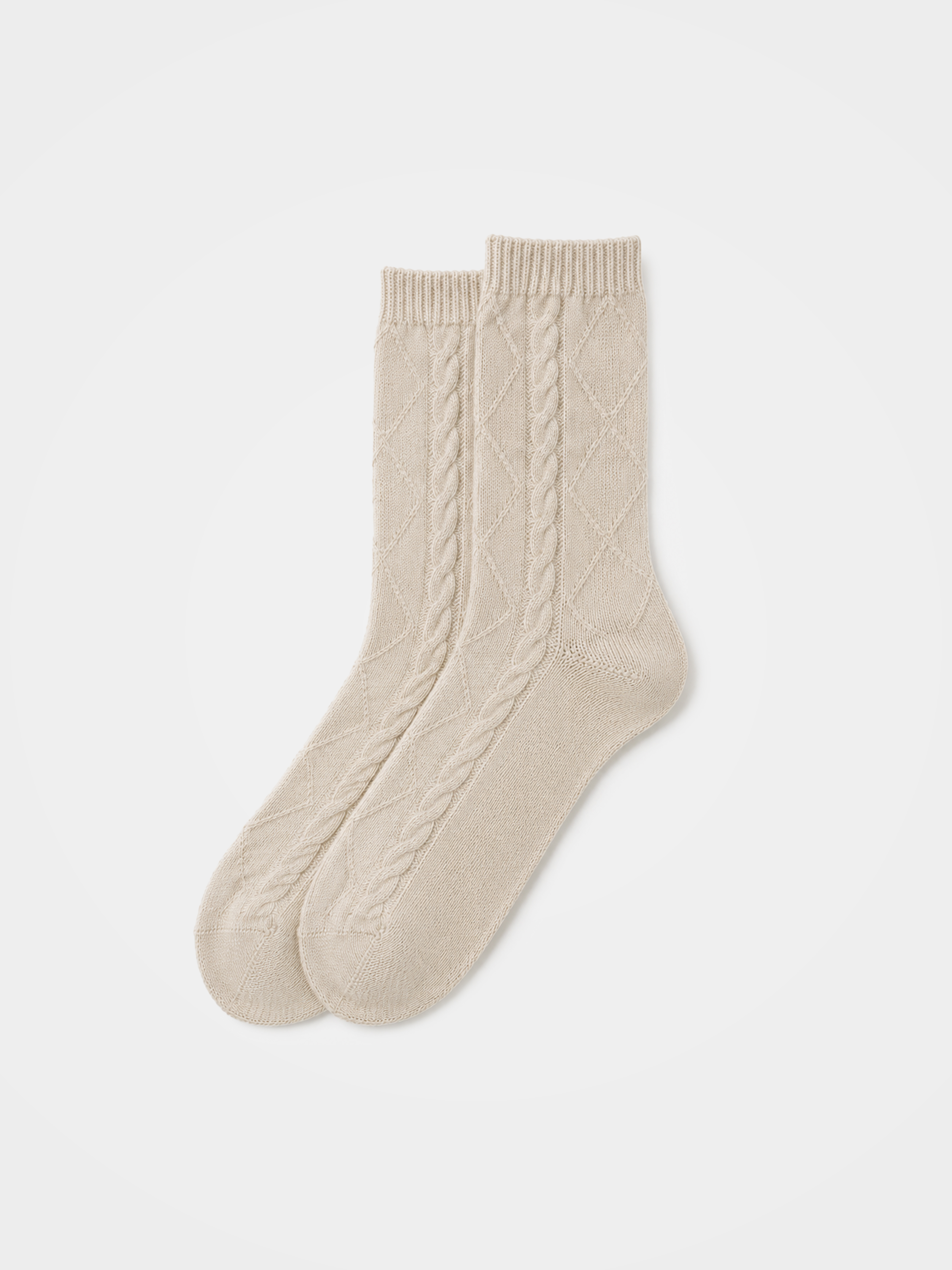 100% Cashmere Cable Knit Socks