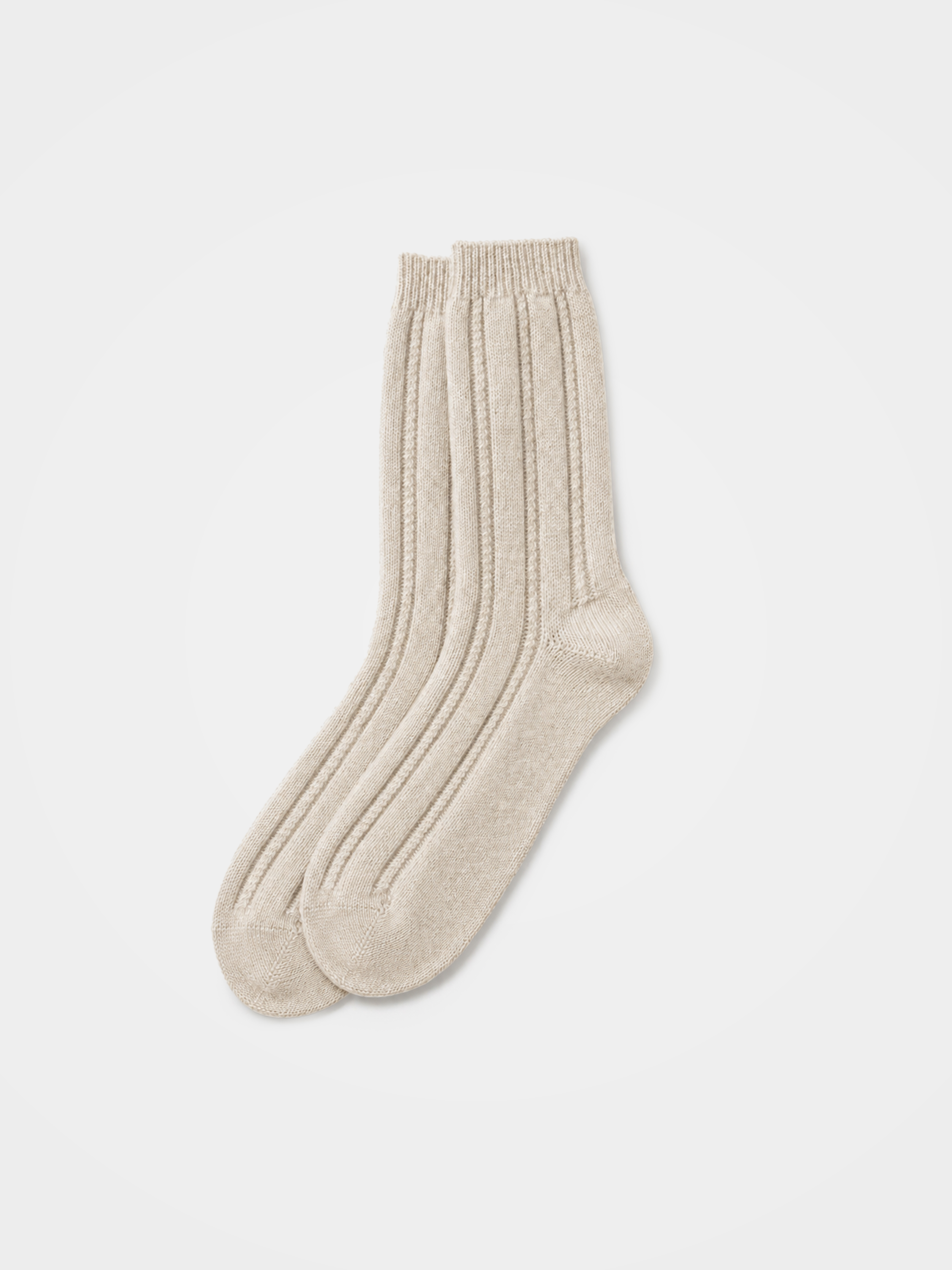 100% Cashmere Rib Knit Crew Socks