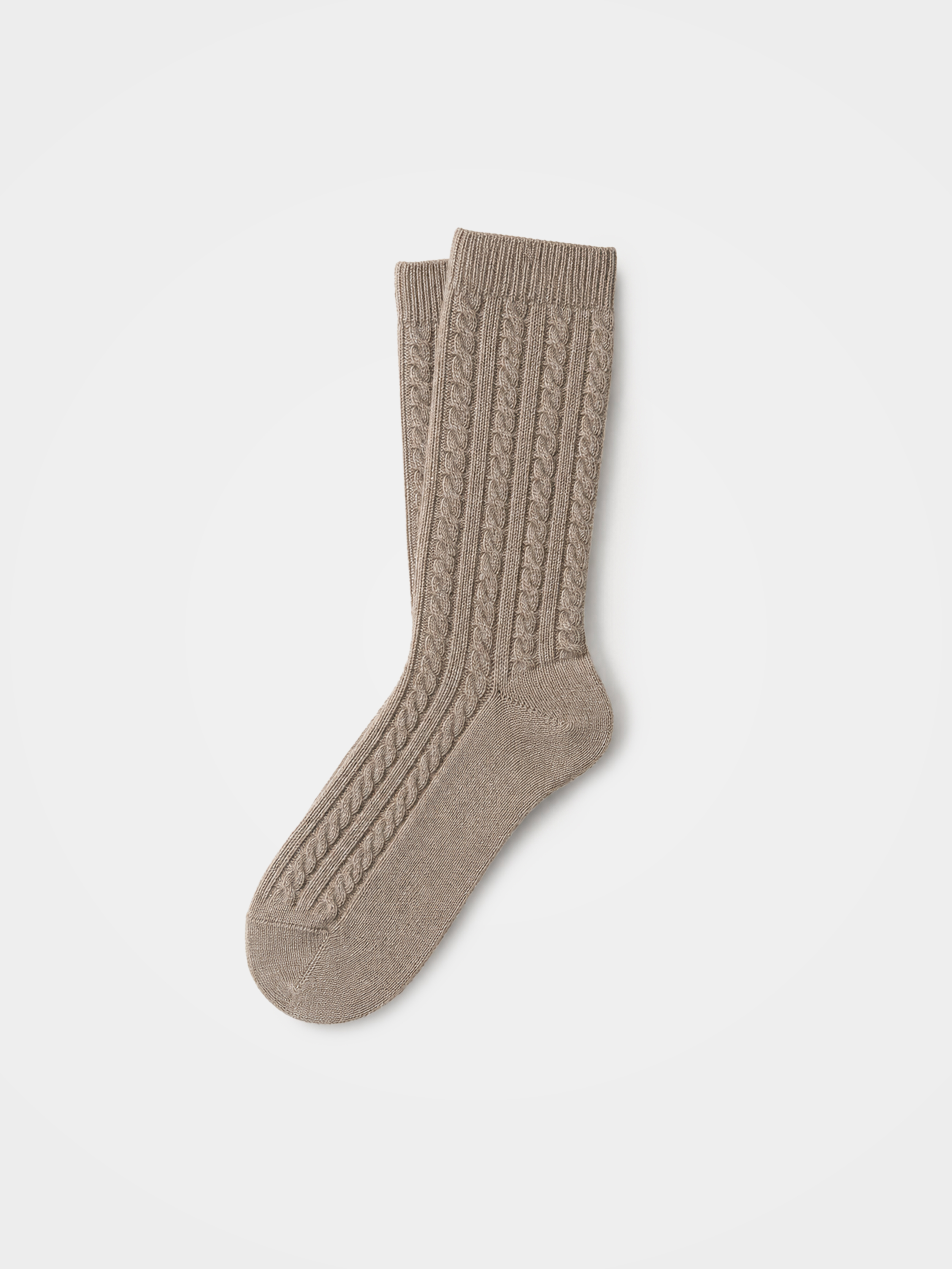 100% Cashmere Cable Knit Crew Socks for Women - Soft Warm Luxury Winter Socks