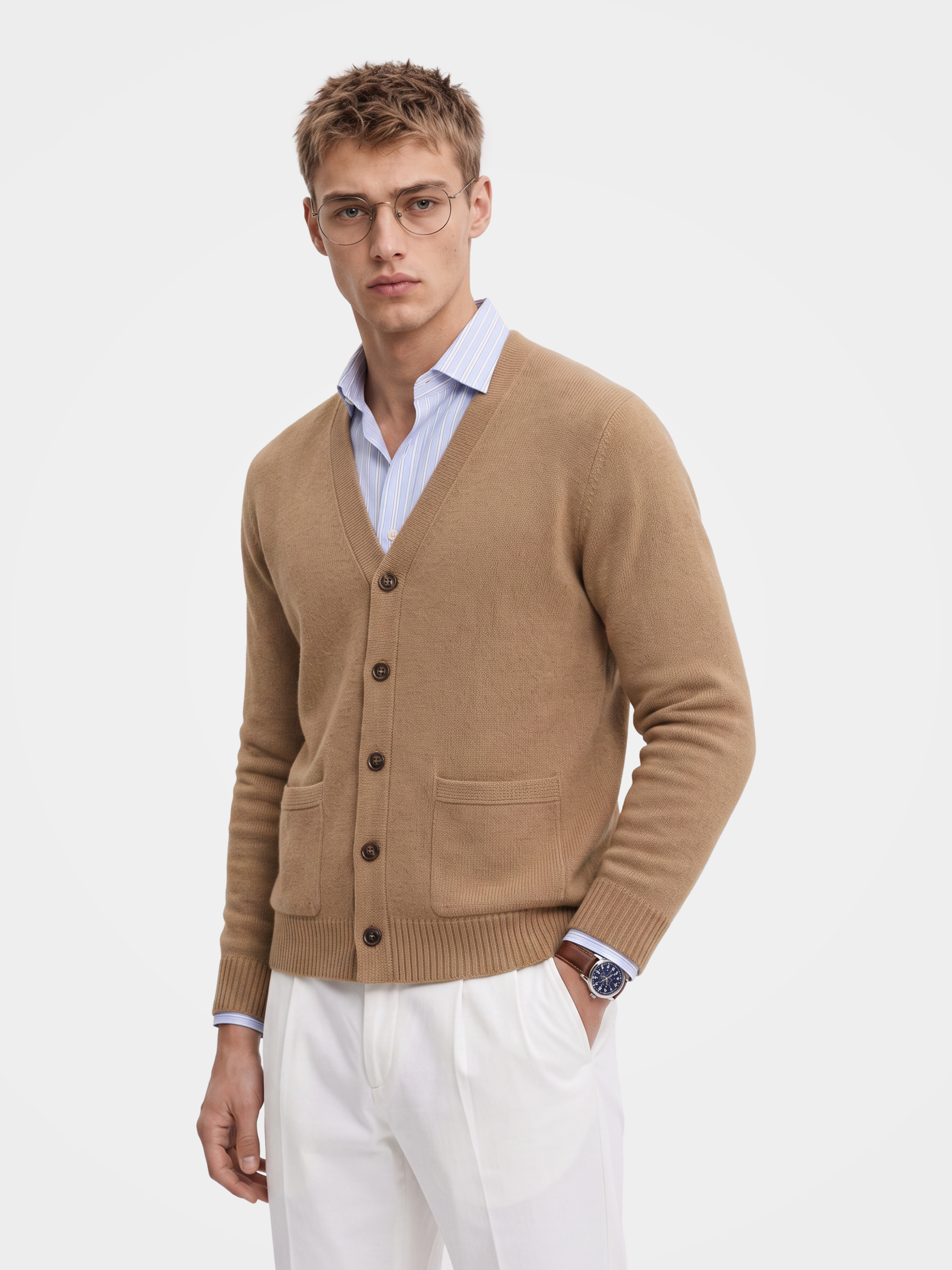 Pre-Order | Men's 100% Cashmere Mock Neck Zip Knit Cardigan (10-14 Business Days)
