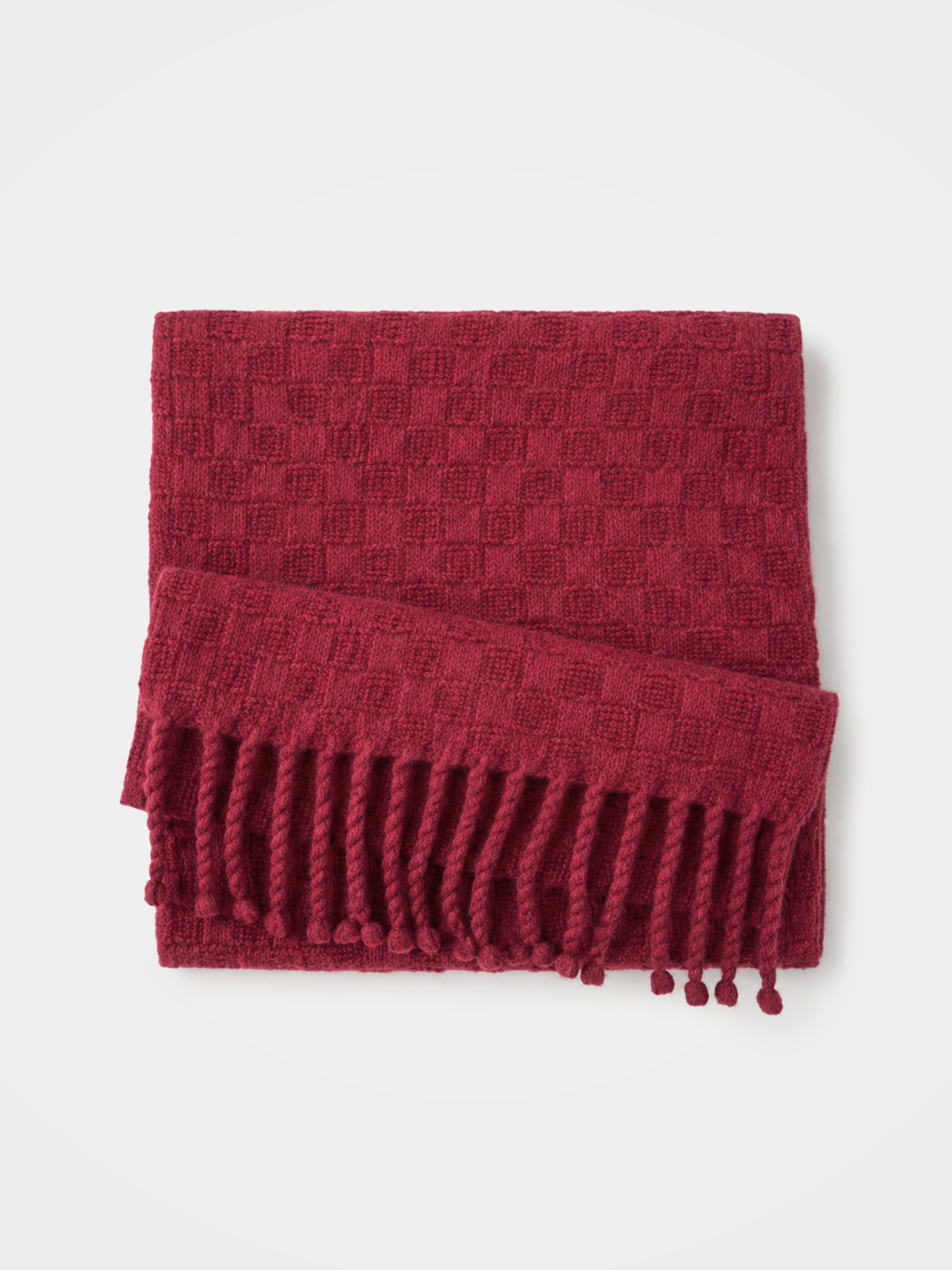 100% Cashmere Classic Diamond Tassel Fringe Long Scarf