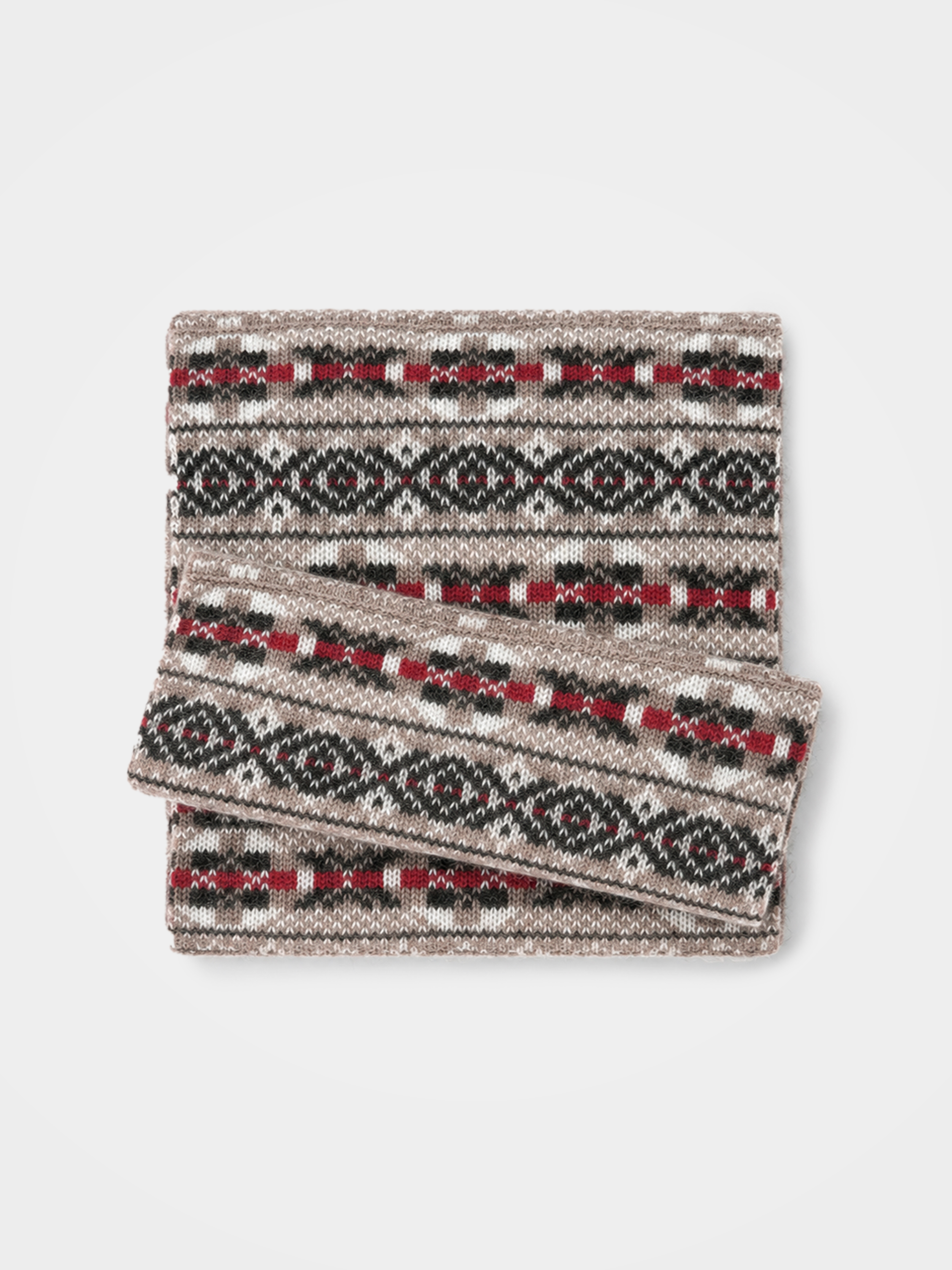 100% Cashmere Knit Fair Isle Long Scarf