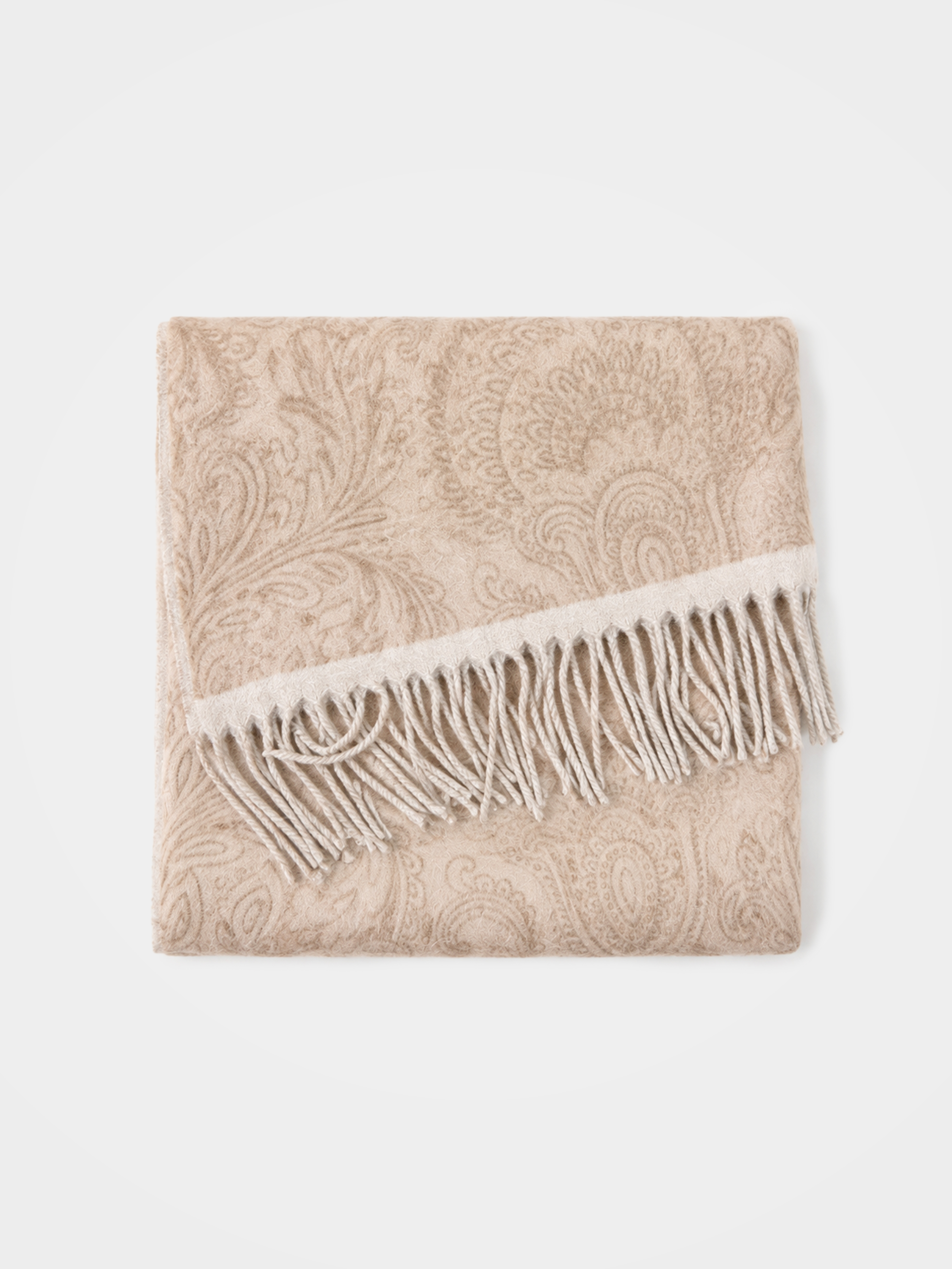 100% Cashmere Paisley Vintage Tassel Fringe Long Scarf