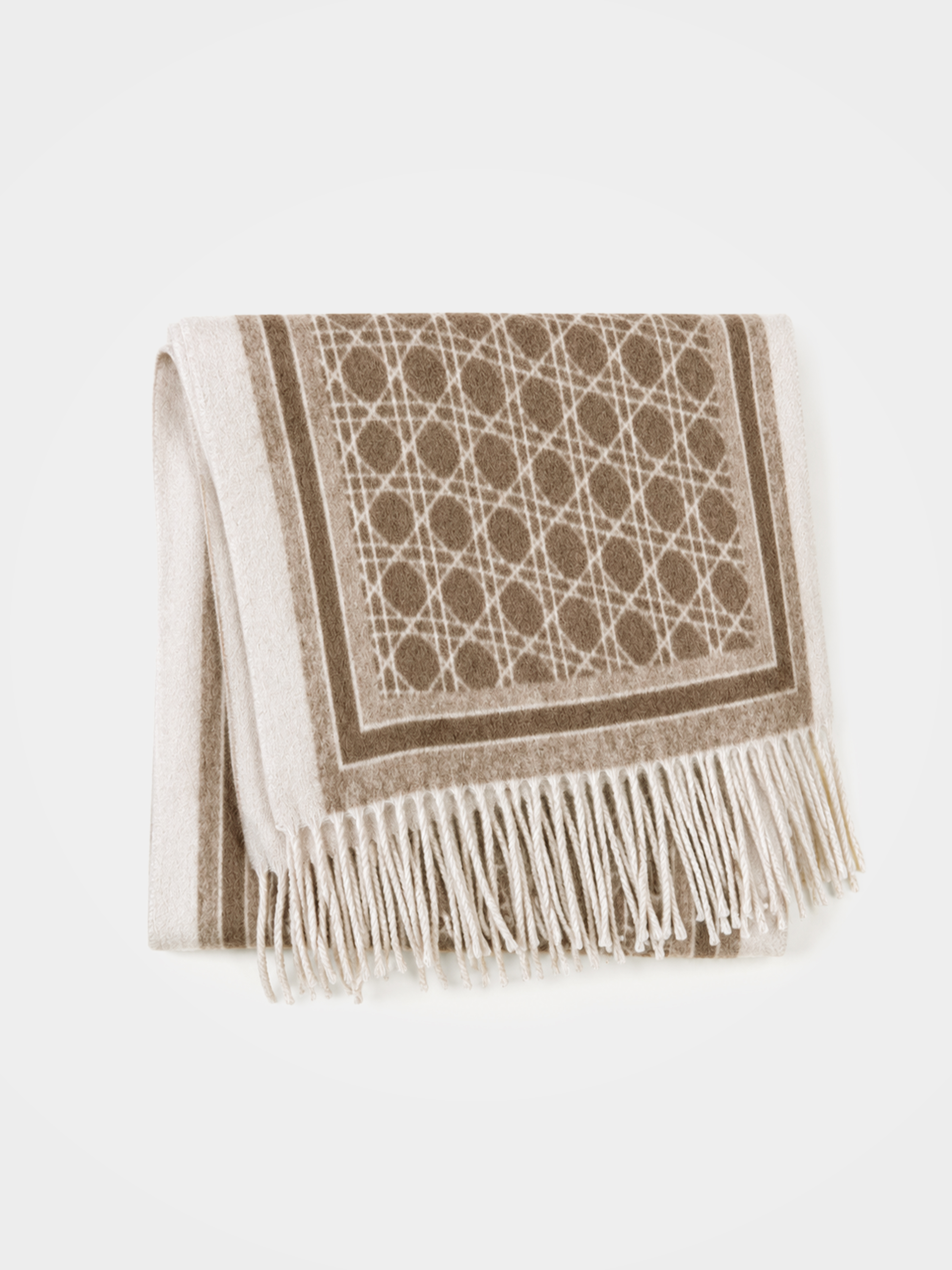 100% Cashmere Plaid Tassel Fringe Long Scarf
