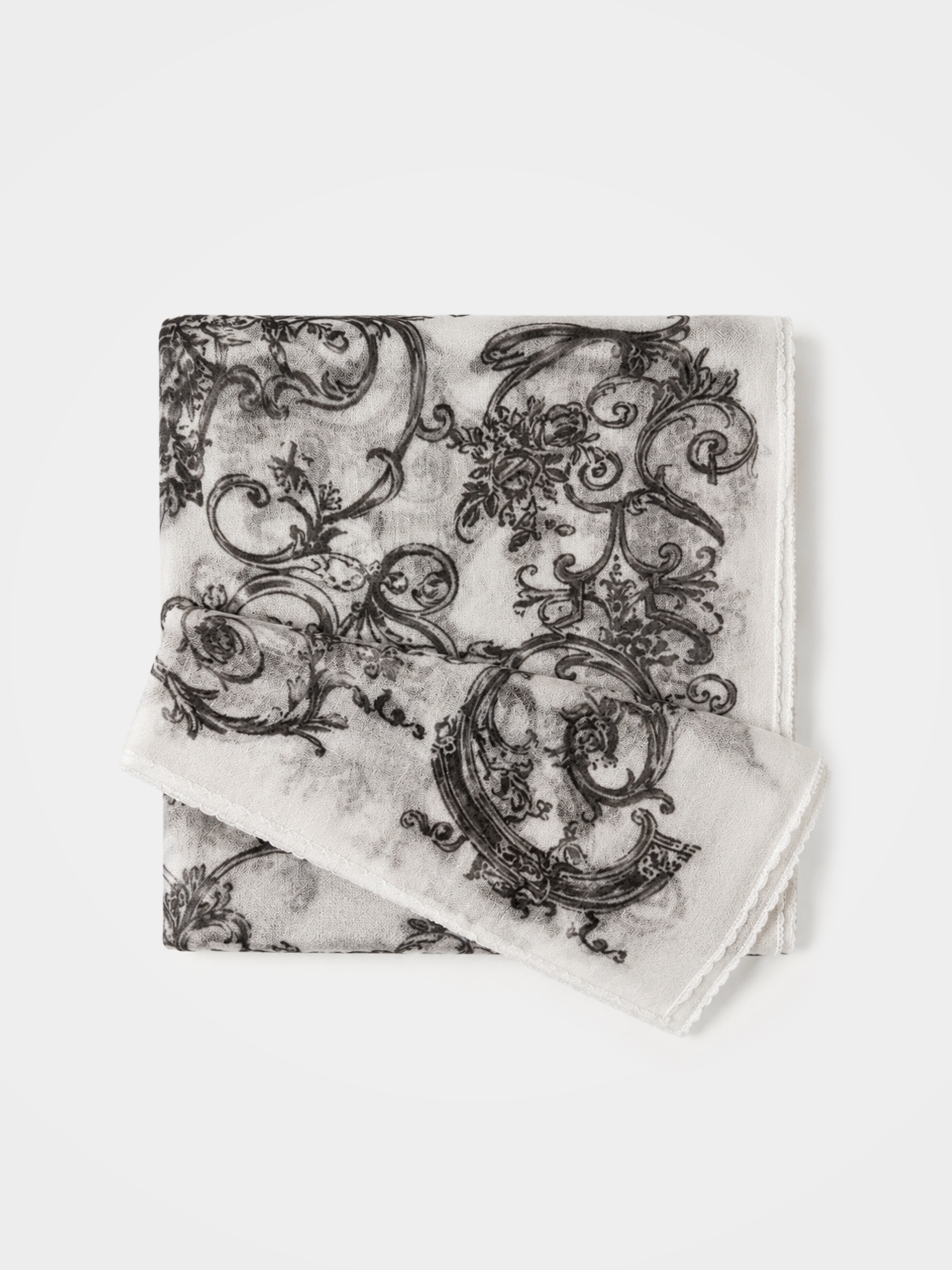 100% Cashmere Floral Long Scarf Lightweight Luxury Wrap