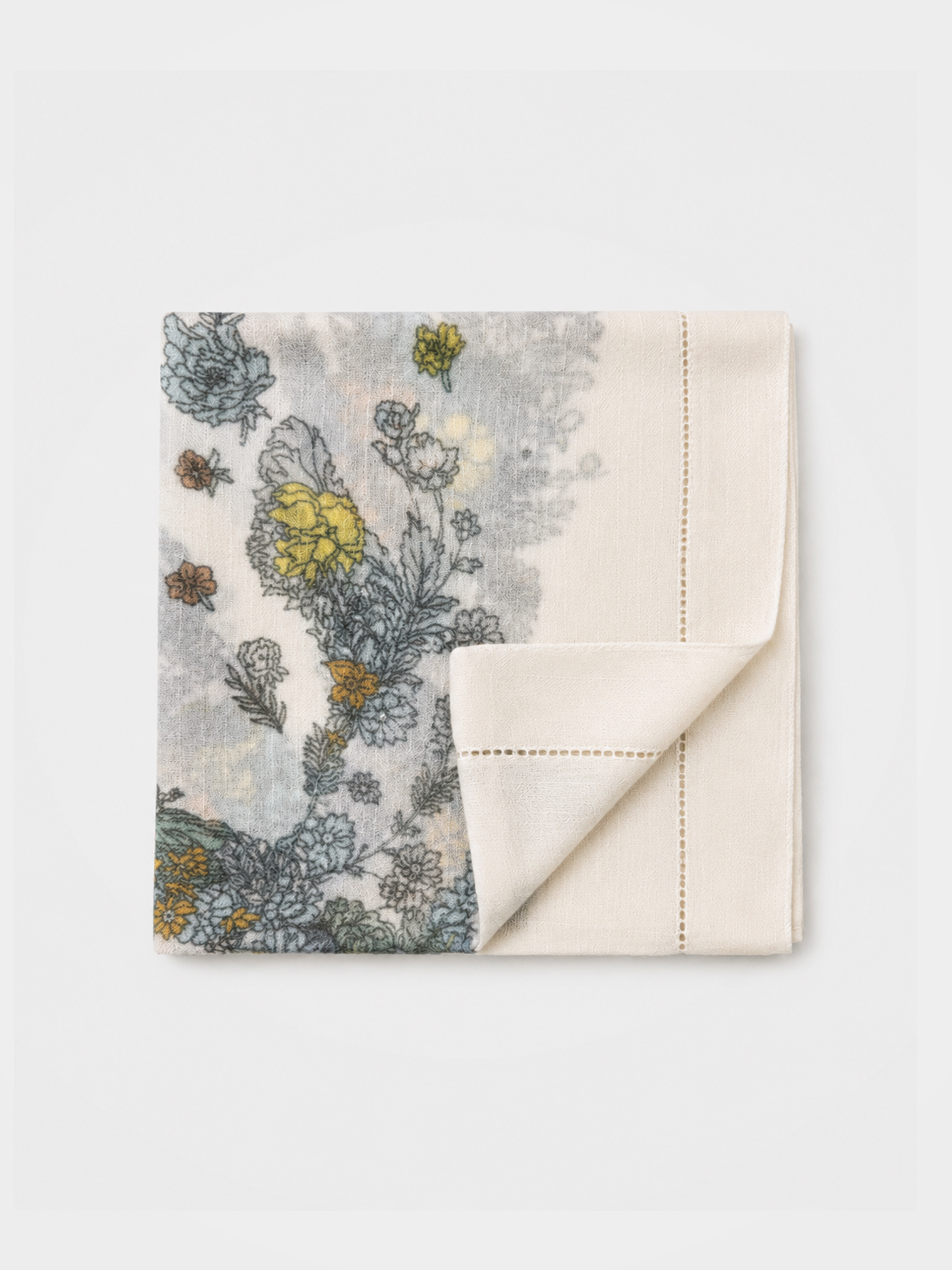 100% Cashmere Floral Horse Square Scarf Lightweight Luxury Wrap