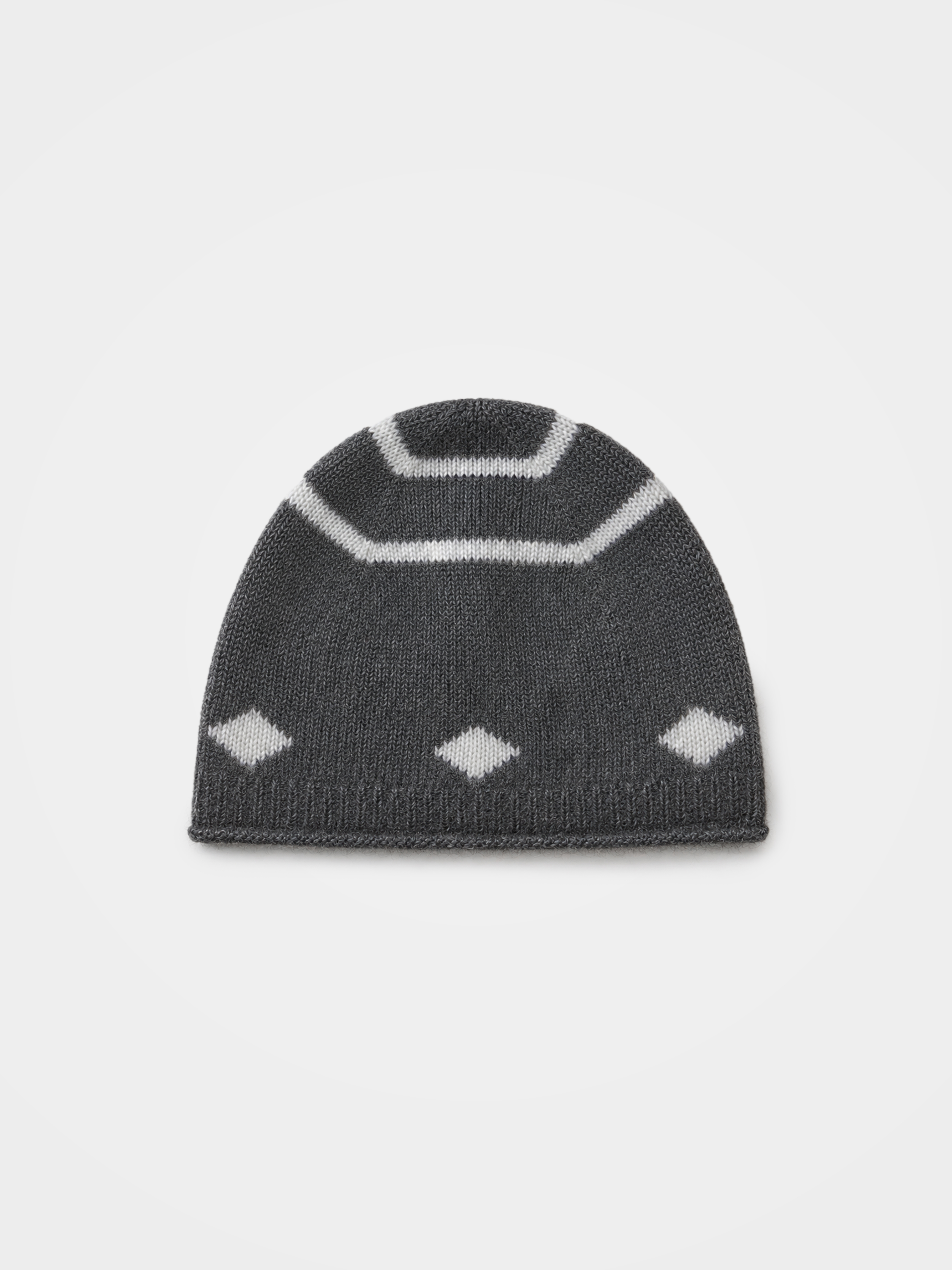 100% Cashmere Geometric Pattern Knit Beanie
