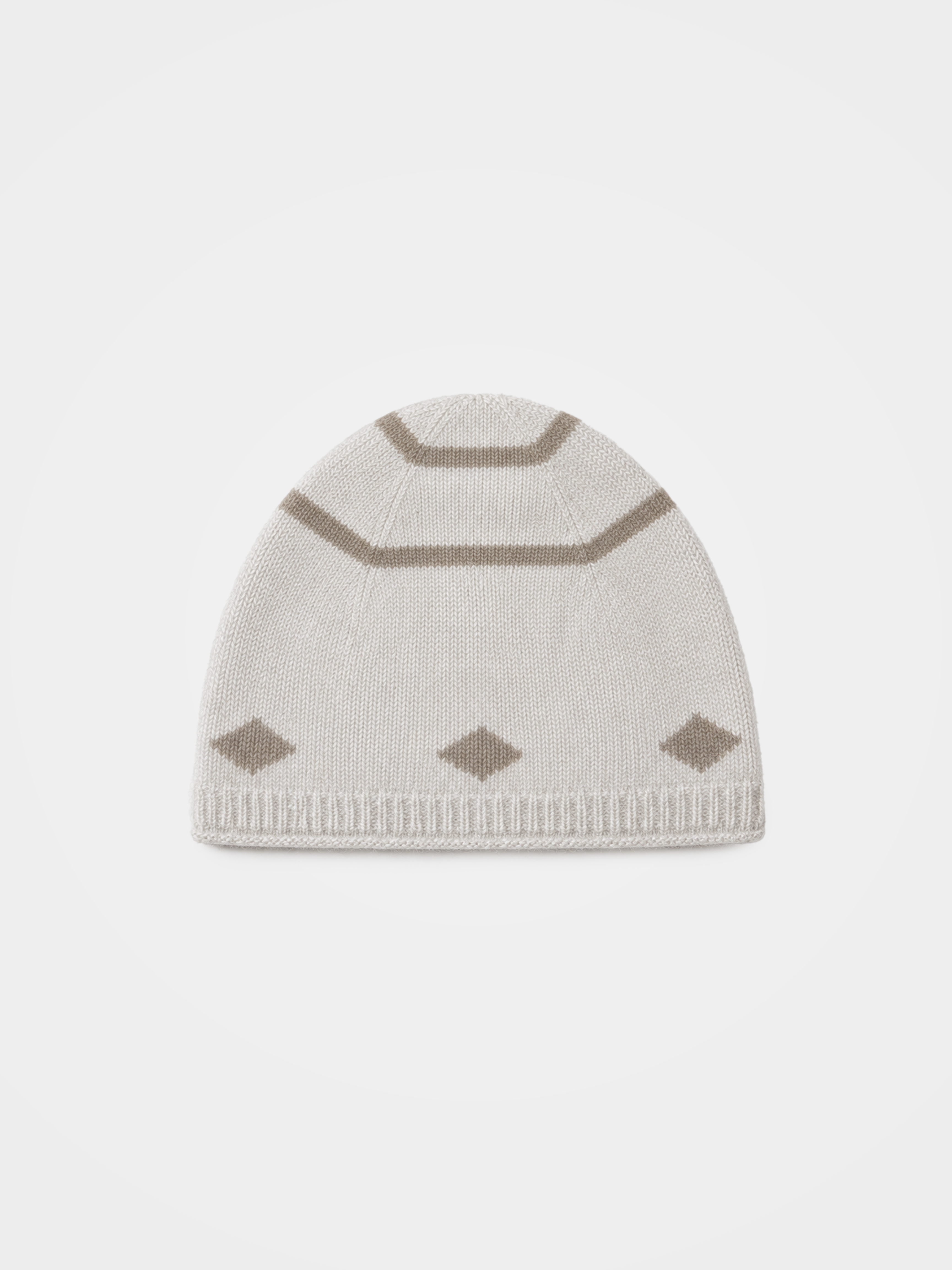 100% Cashmere Geometric Pattern Knit Beanie for Women - Soft Luxury Winter Hat