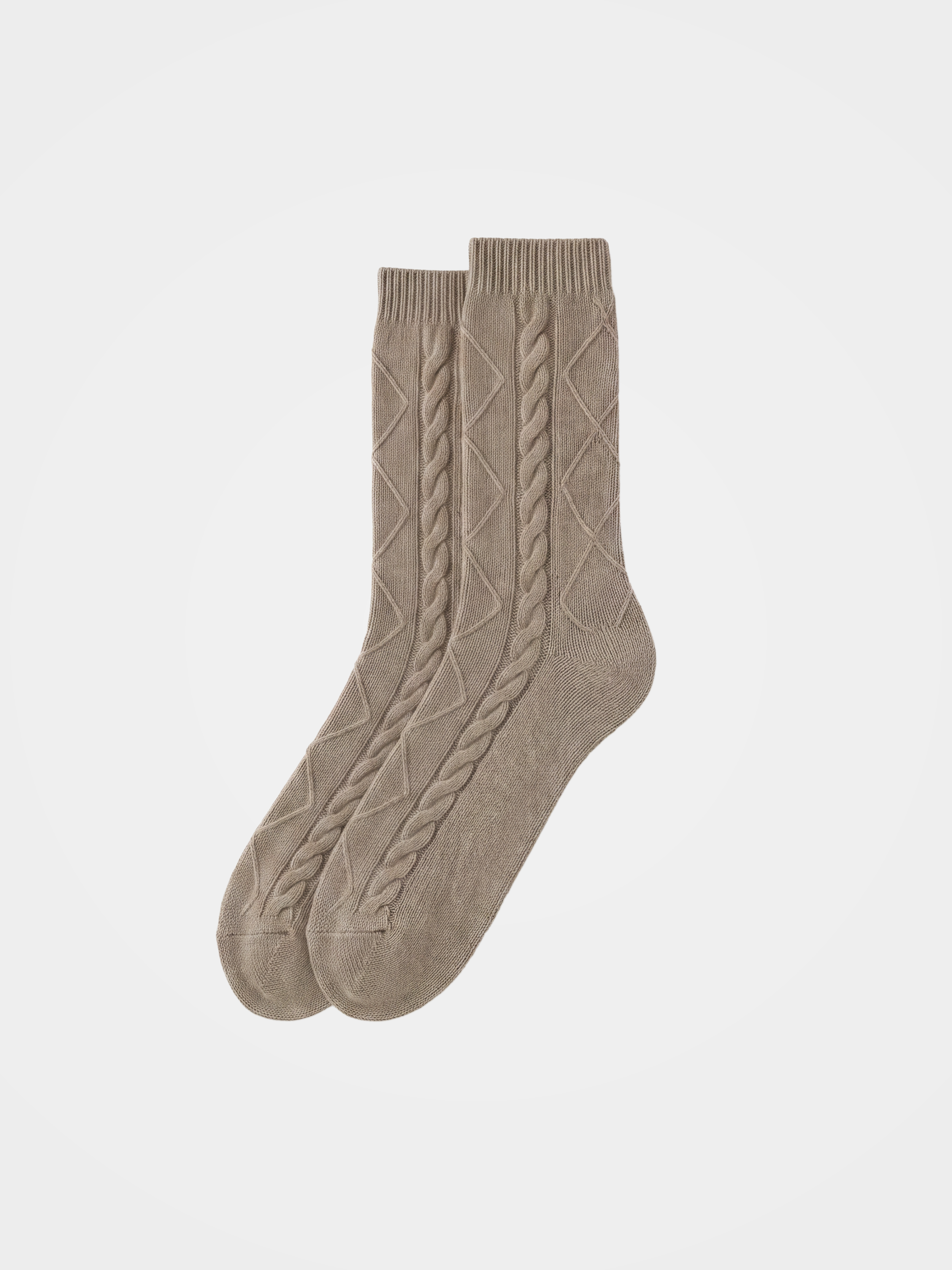 100% Cashmere Cable Knit Socks
