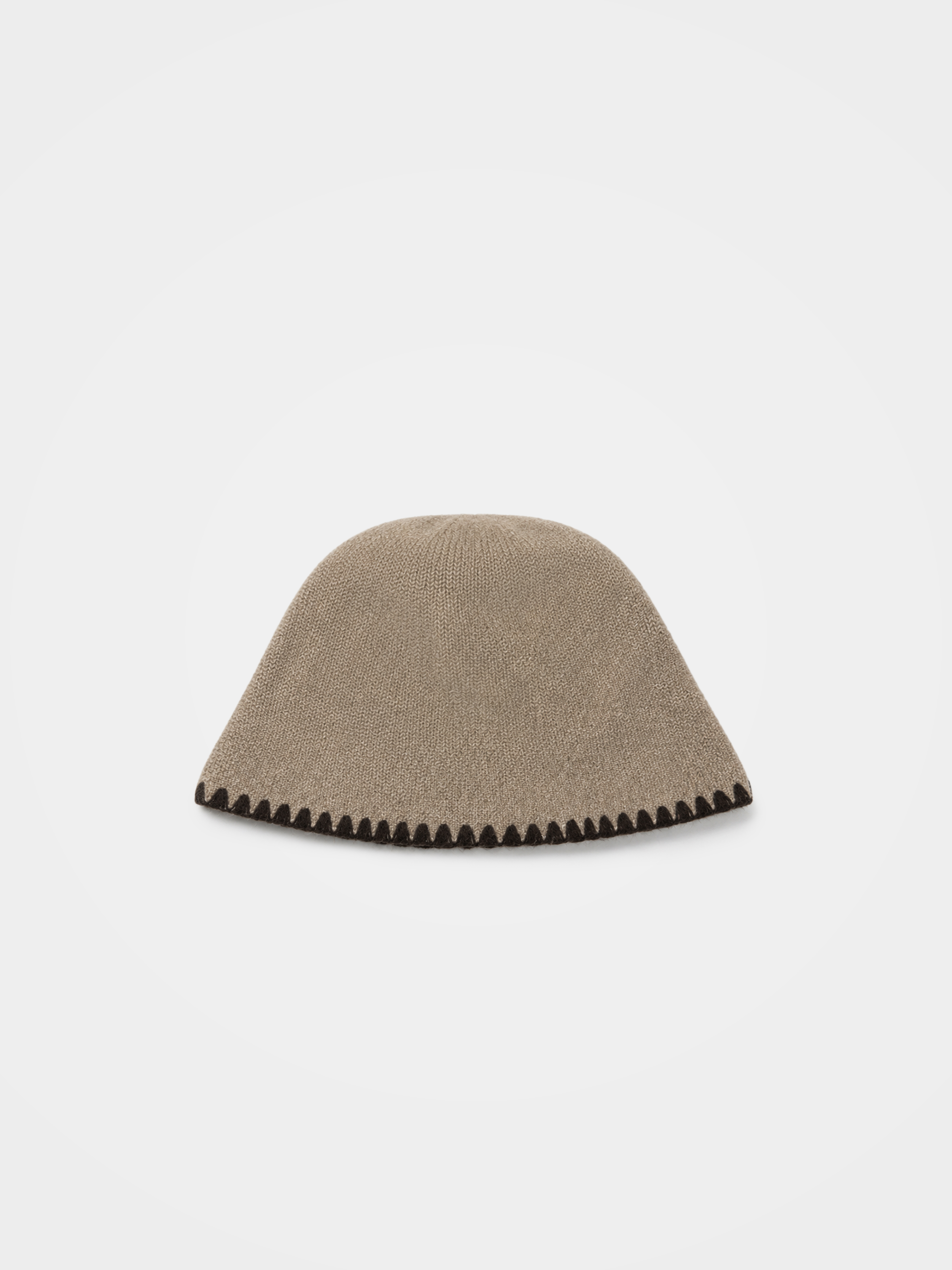 100% Cashmere Contrast Stitch Knit Cloche Hat