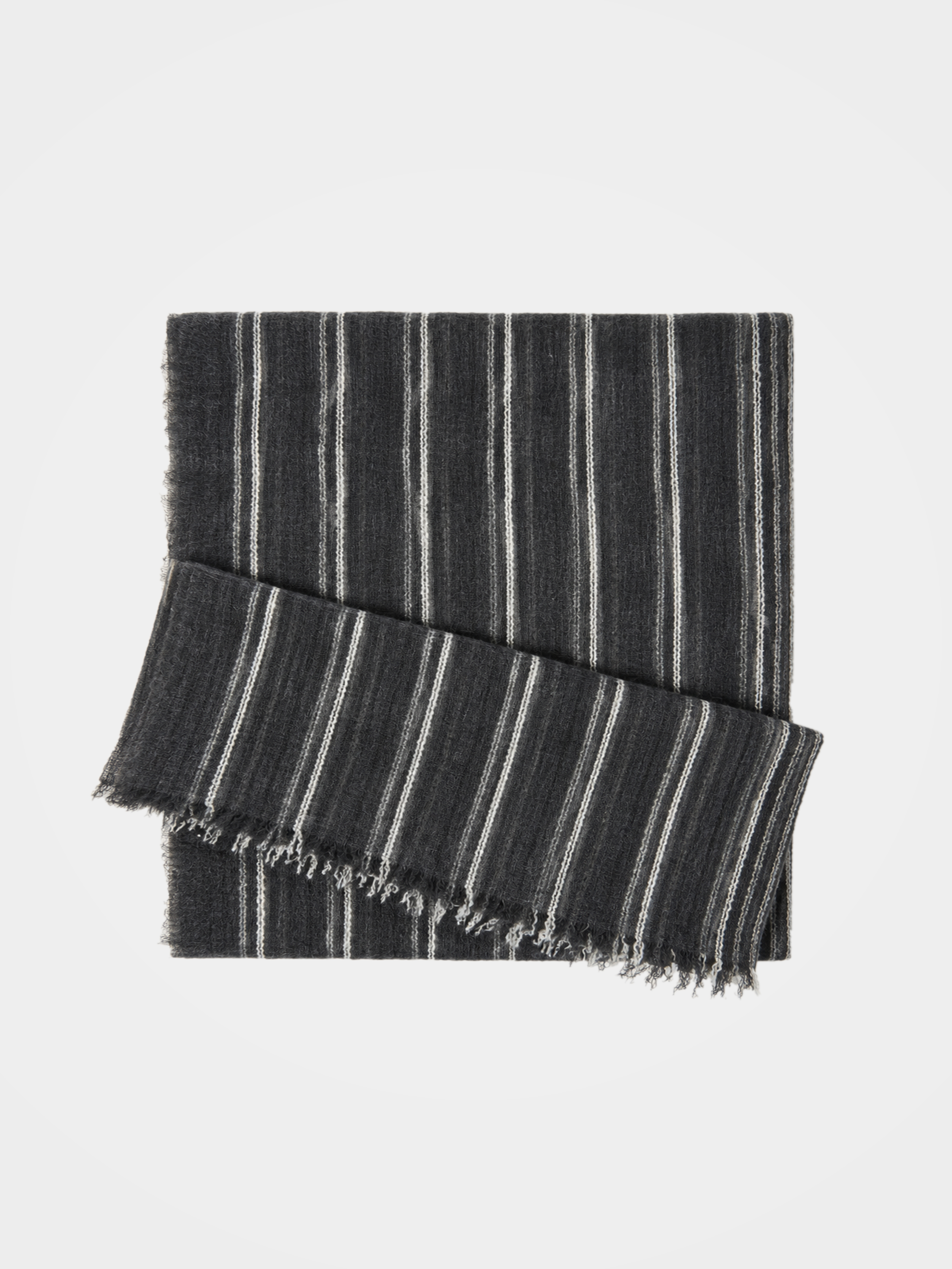 100% Cashmere Striped Fringe Lightweight Long Scarf