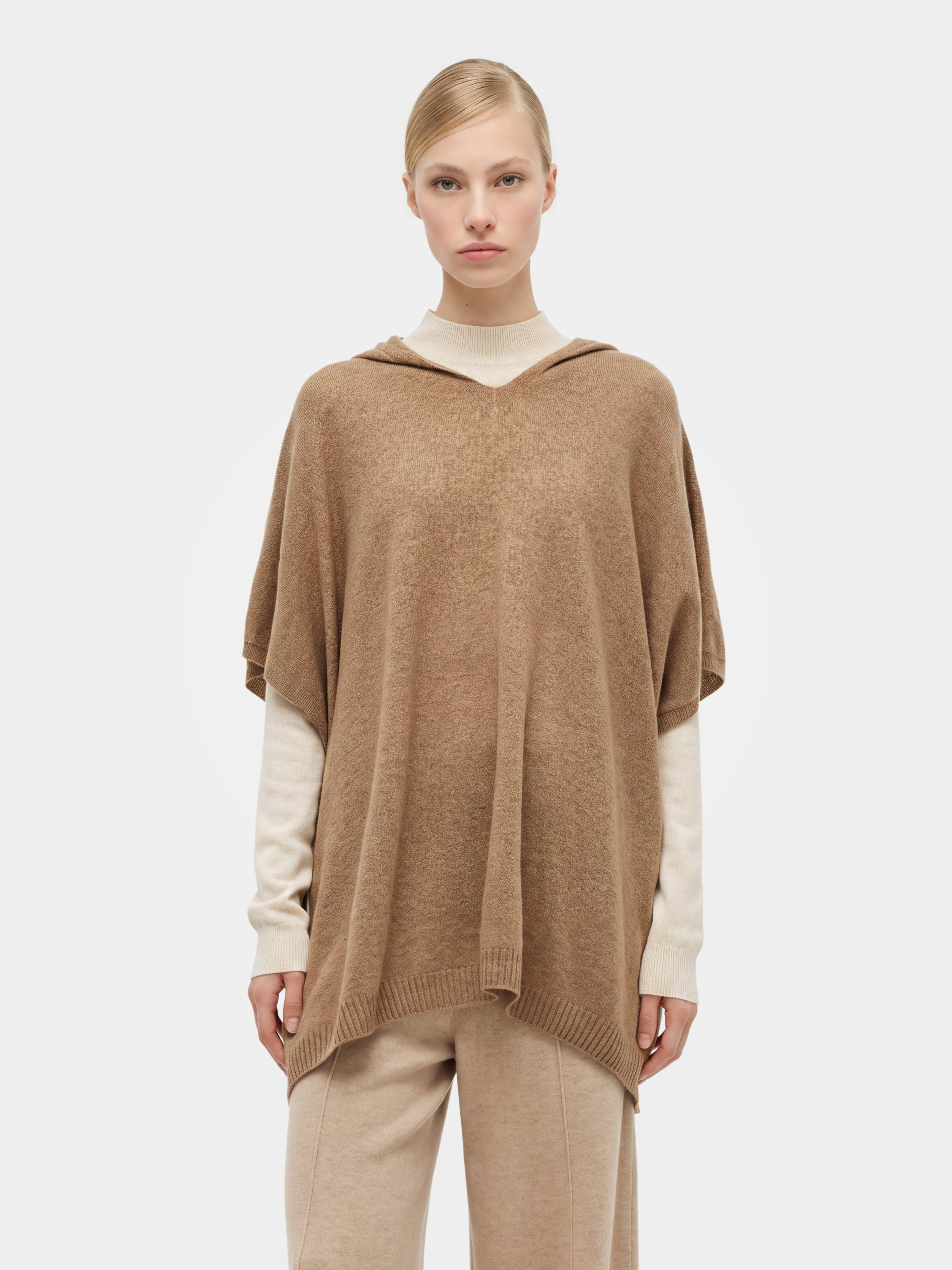 Pre-Order | 100% Cashmere Hooded Poncho Sweater (10-14 Business Days)