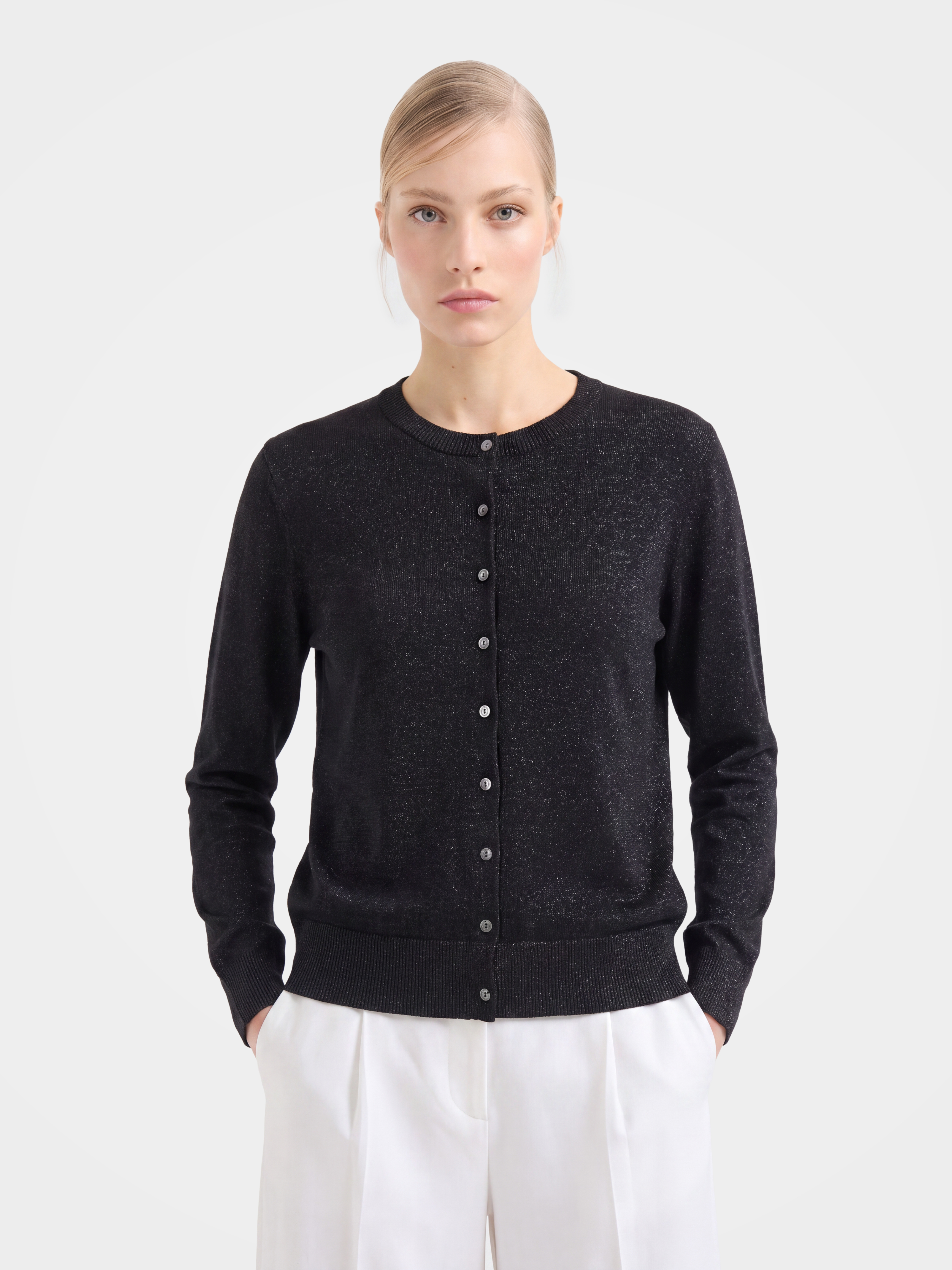 Cashmere Tencel Blend Lightweight Shimmer Cardigan