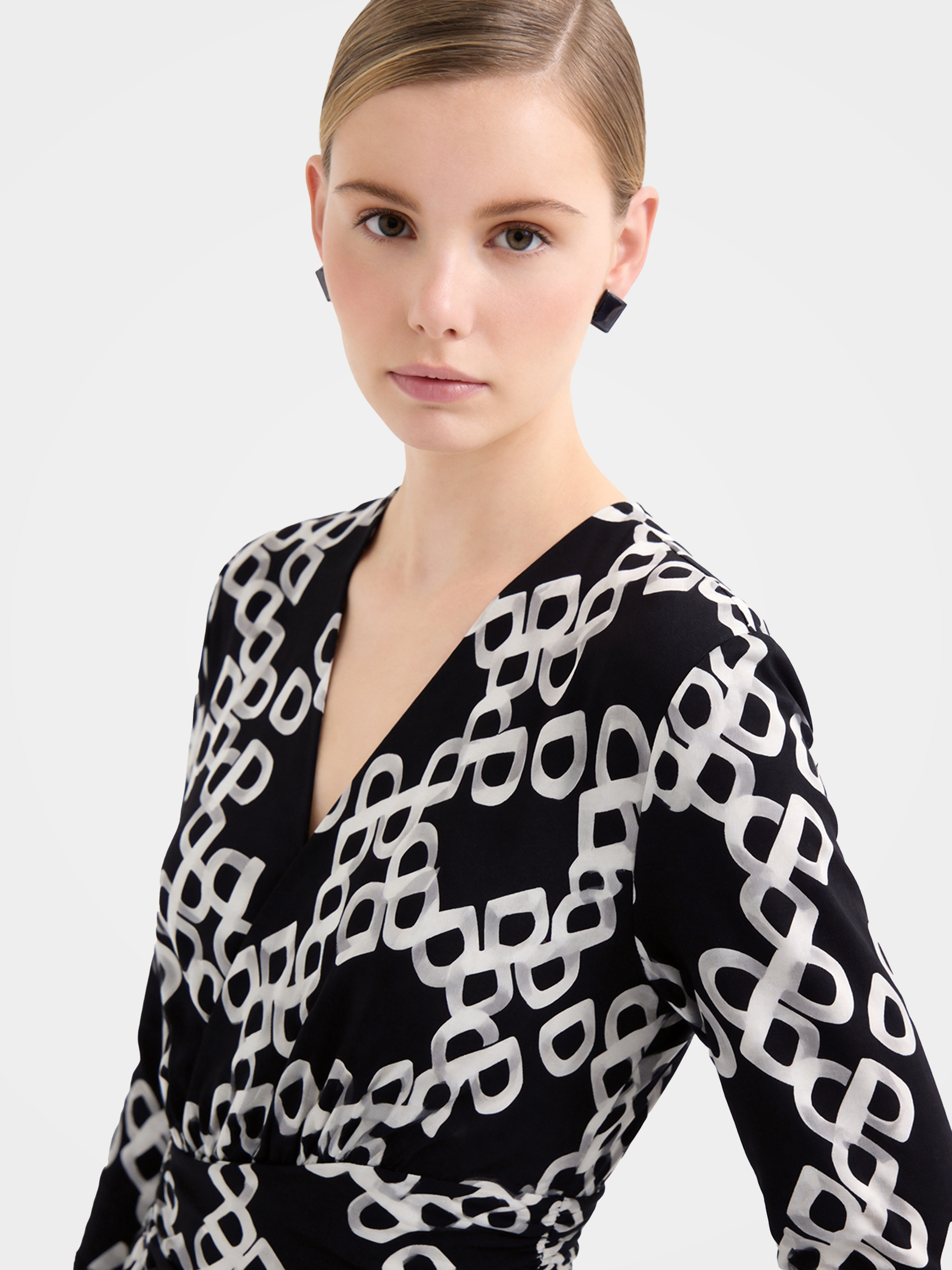 Luxury Mulberry Silk Geometric Breathable Midi Dress
