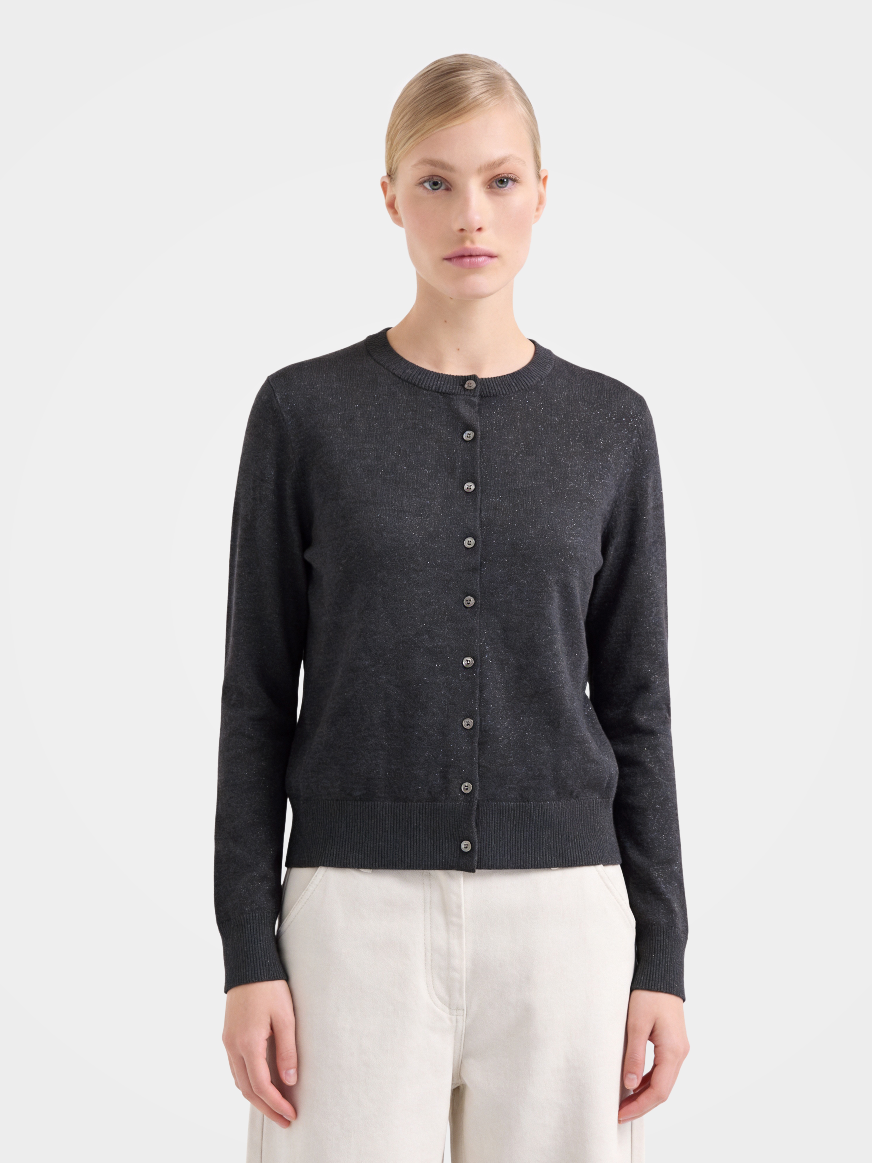Cashmere Tencel Blend Lightweight Shimmer Cardigan