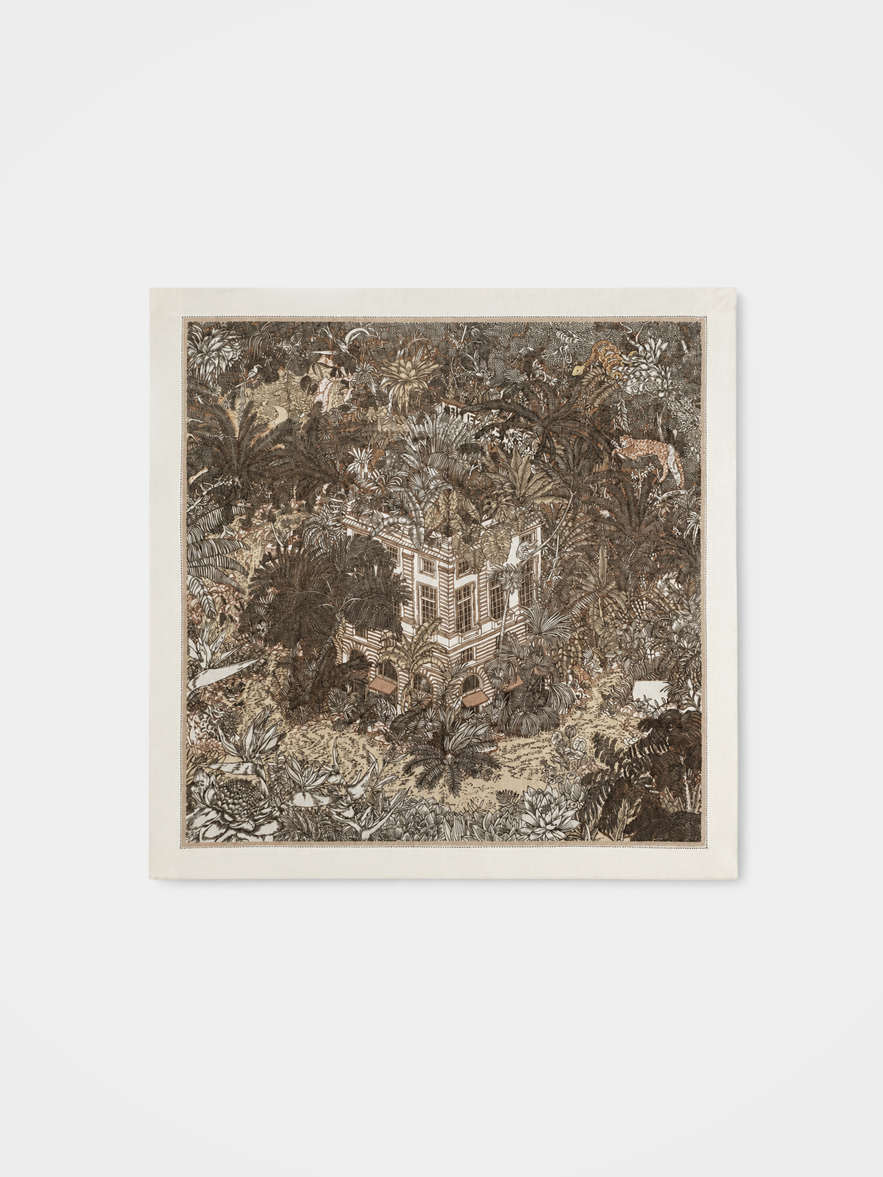 100% Cashmere Scenery Print Soft Square Scarf