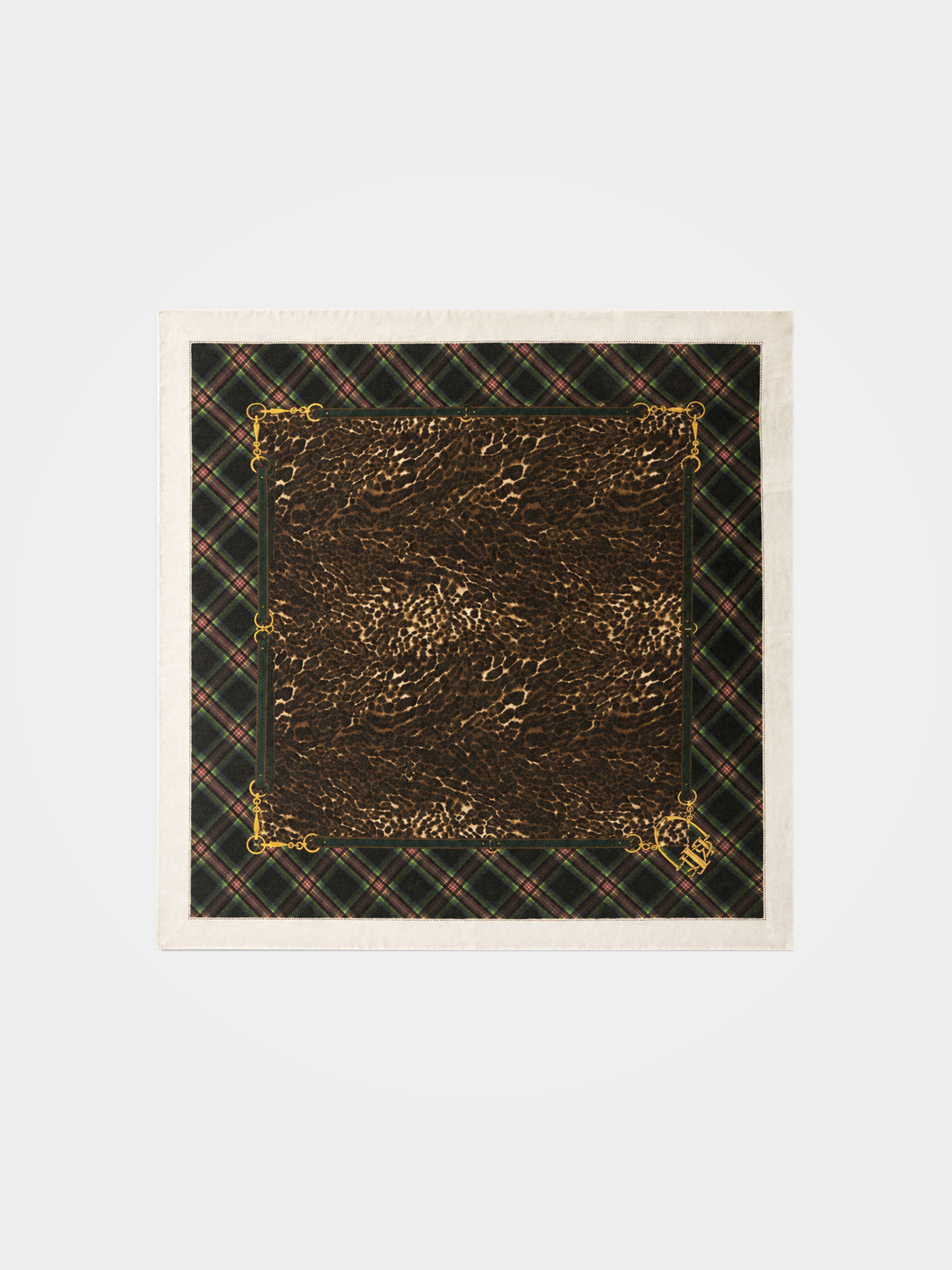 100% Cashmere Plaid Leopard Print Vintage Square Scarf