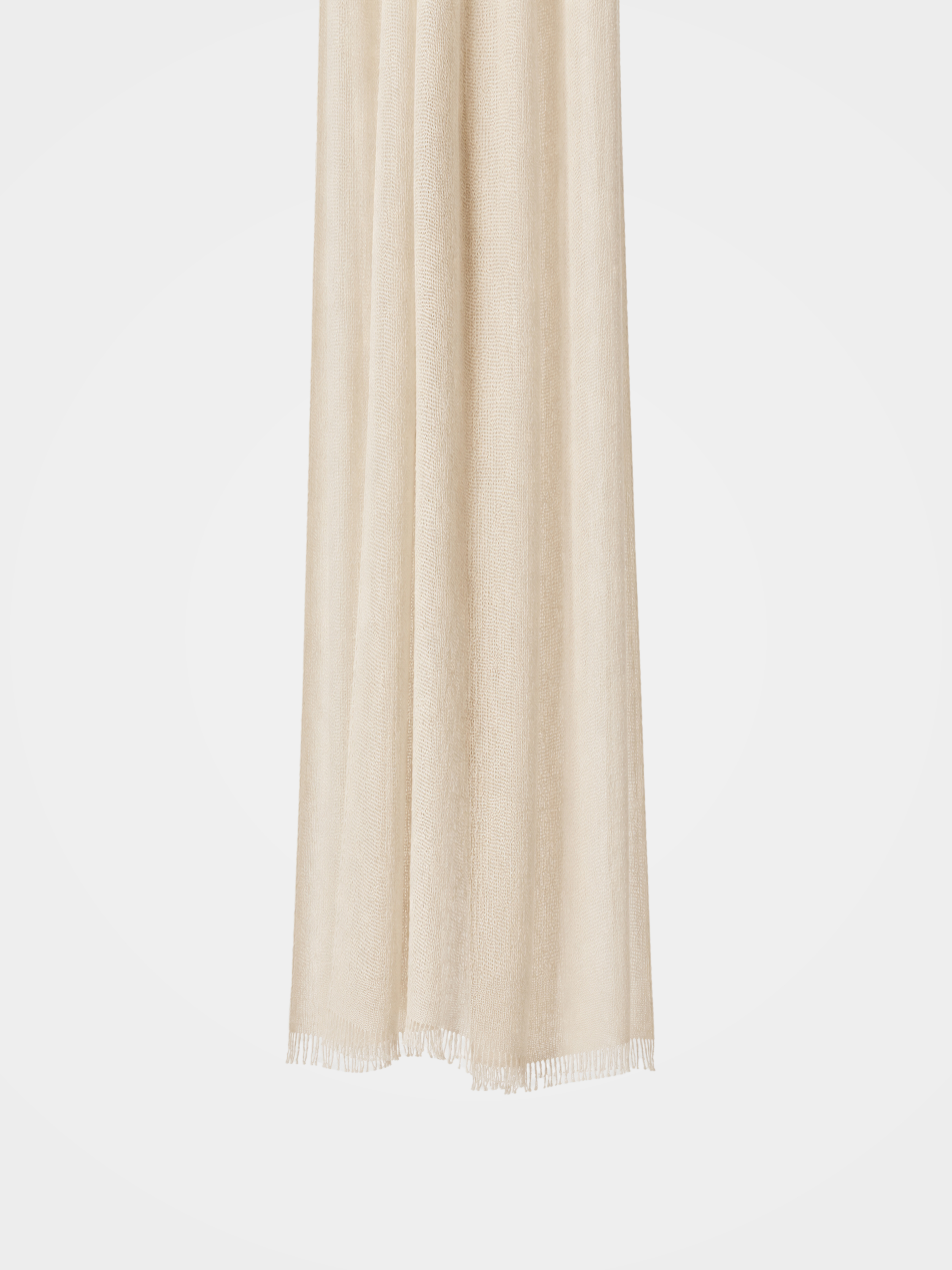 100% Cashmere Textured Plain Fringe Long Scarf