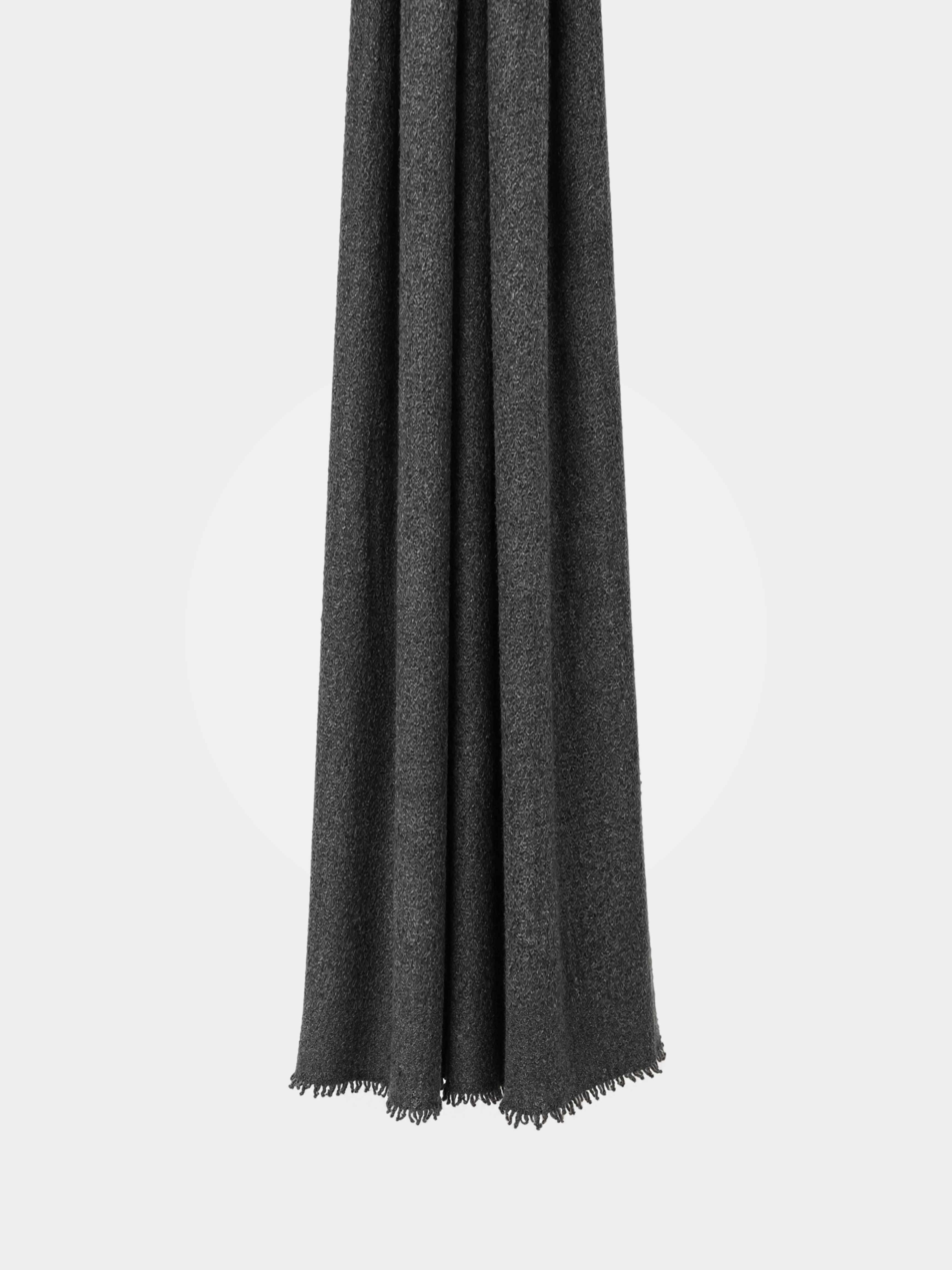 100% Cashmere Textured Plain Fringe Long Scarf