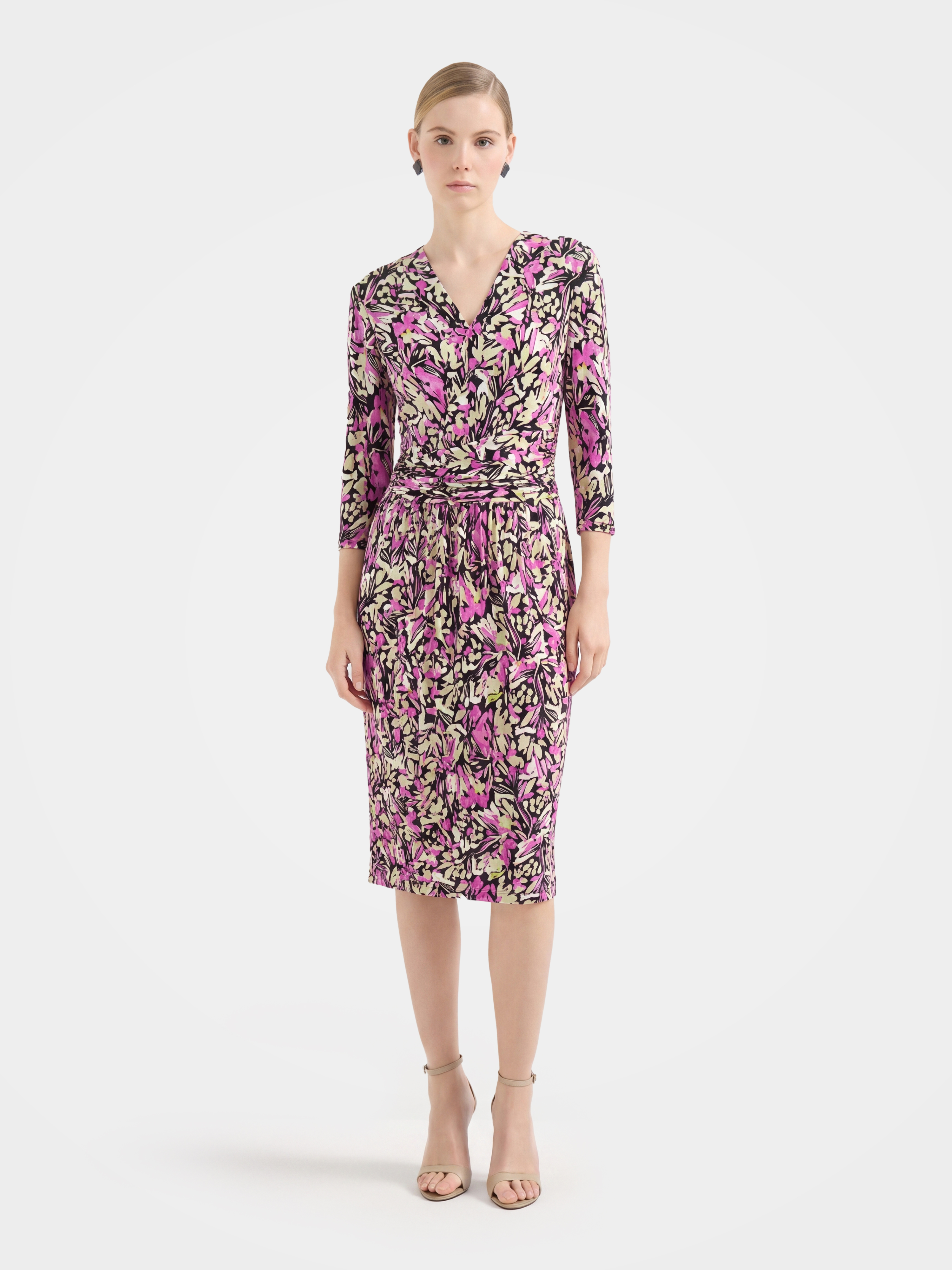 Luxury Mulberry Silk Geometric Breathable Midi Dress