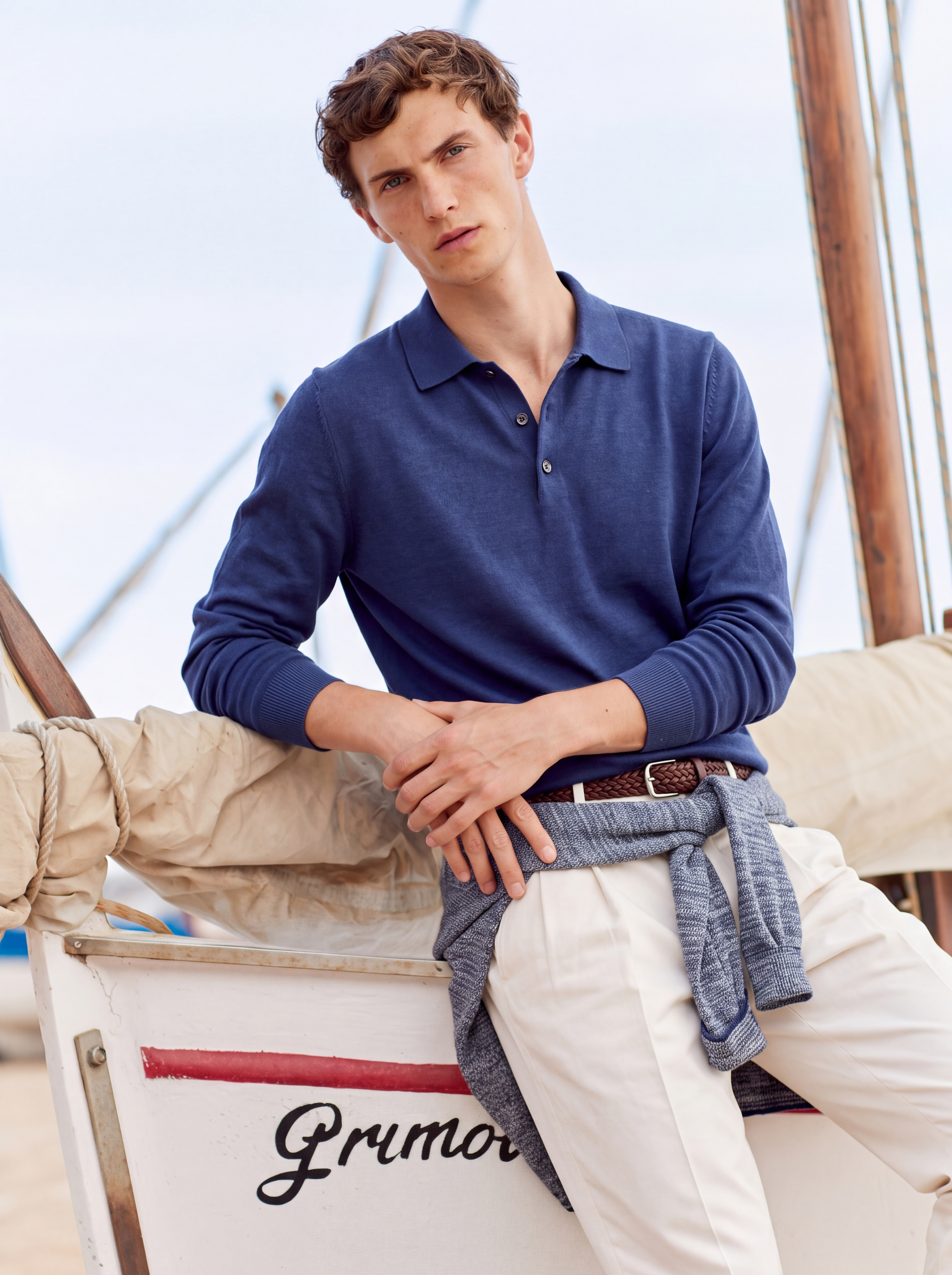 Men's 100% Cashmere Polo Collar Knit Sweater