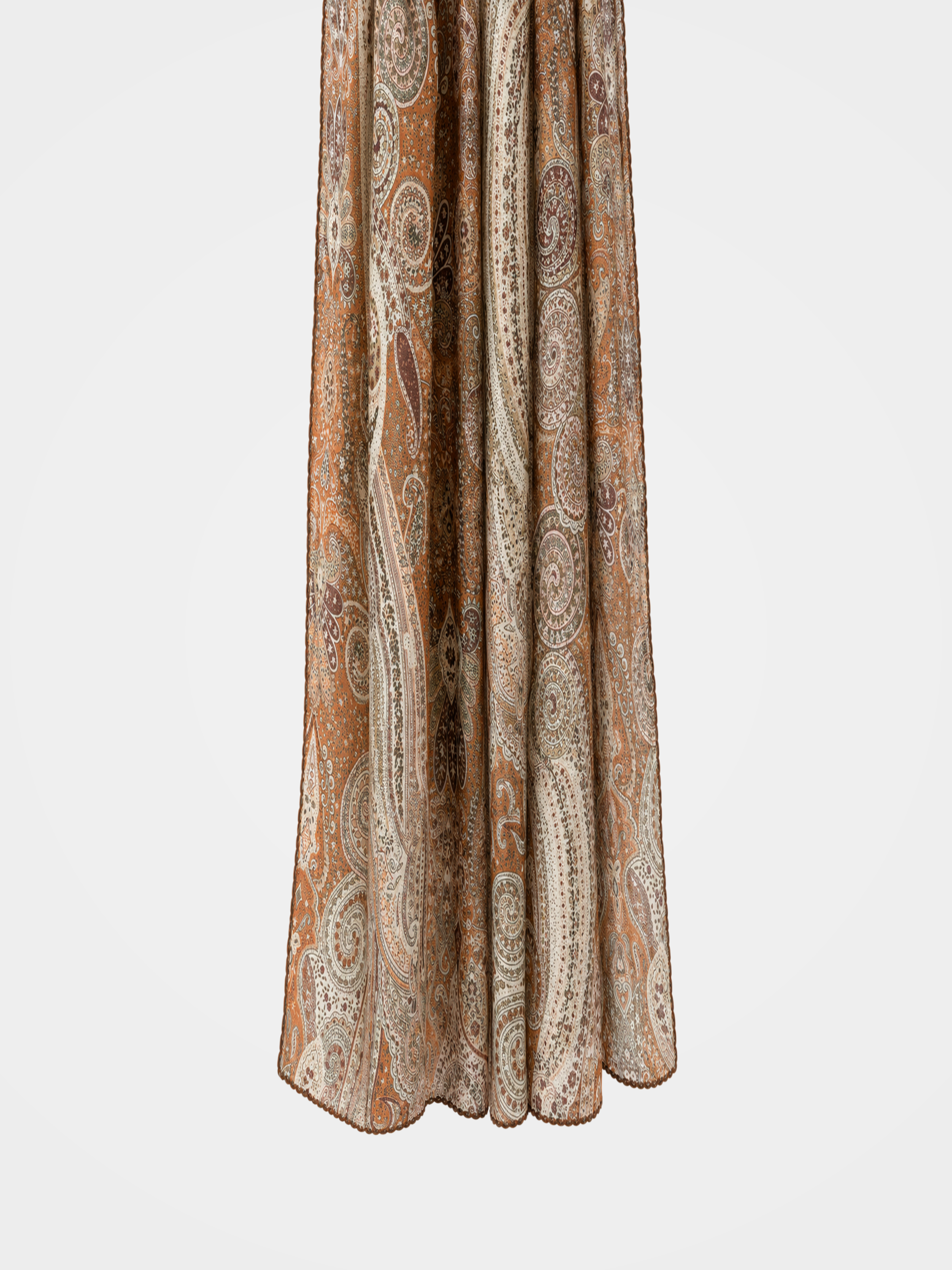 100% Cashmere Textured Paisley Fringe Long Scarf